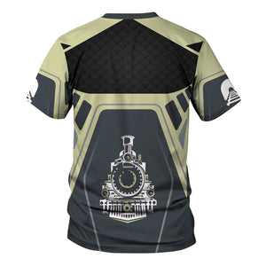 Railspirit Personalized Virginia & Truckee Railroad T-Shirt Steam Locomotive Engine Graphic Train Shirt All Over Print