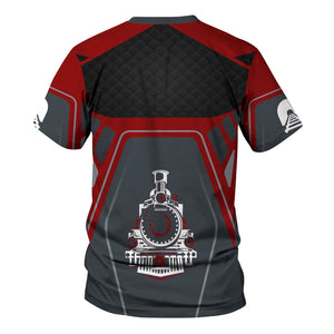 Railspirit Personalized Soo Line Railroad T-Shirt Steam Locomotive Engine Graphic Train Shirt All Over Print