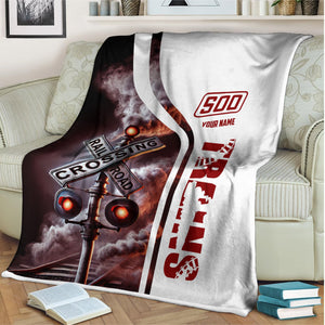 Railspirit Personalized Soo Line Railroad Blanket Railroad Crossing Sign Blanket All Over Print