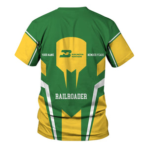 Railspirit Personalized Burlington Northern Railroad T-Shirt Custom Year Railroader Shirt Gift Idea For Train Lover