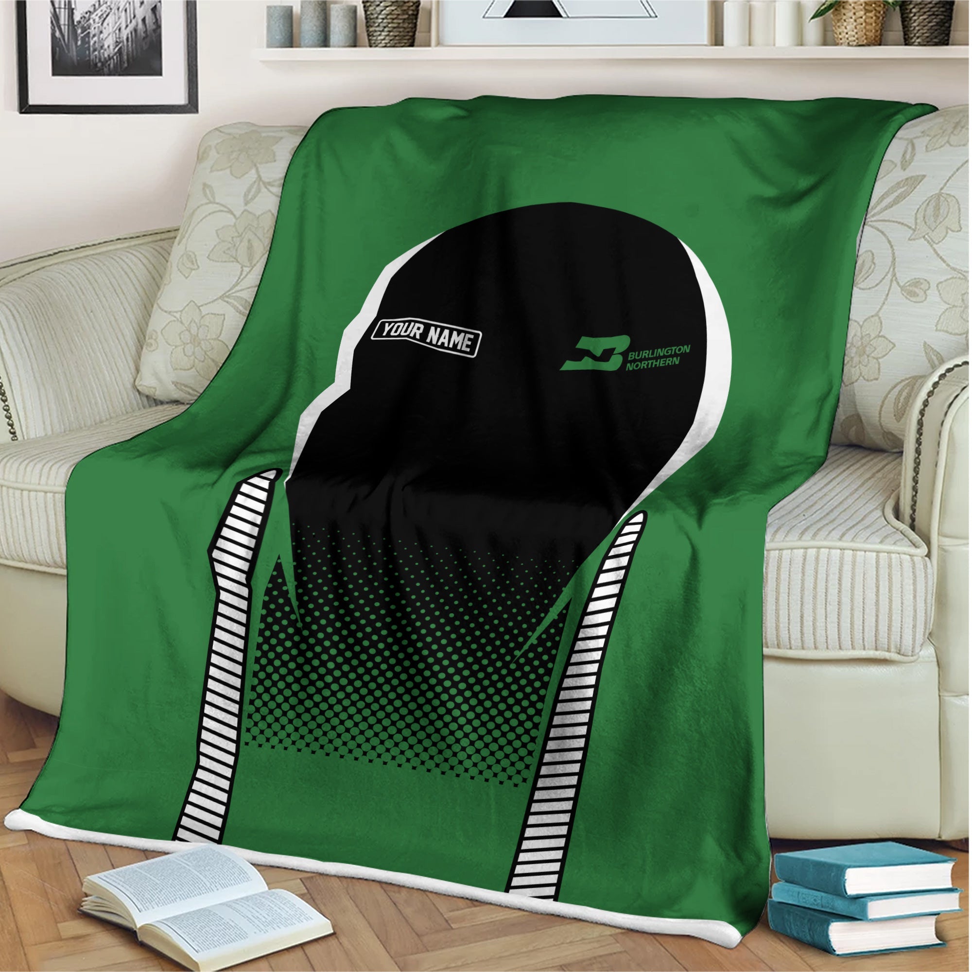 Railspirit Personalized Burlington Northern Railroad Blanket Train Blanket Gift Idea For Train Lover