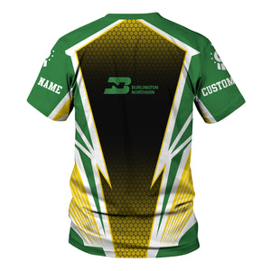 Railspirit Personalized Burlington Northern Railroad T-Shirt Lightning Graphic Style Shirt Gift Idea For Train Lover