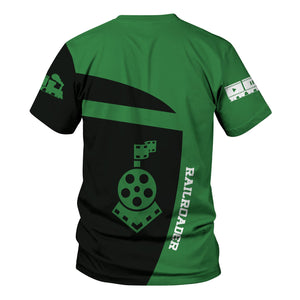 Railspirit Personalized Burlington Northern Railroad T-Shirt All Aboard Steam Train Movie Projector Style Shirt