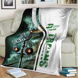 Railspirit Personalized Burlington Northern Railroad Blanket Railroad Crossing Sign Blanket All Over Print