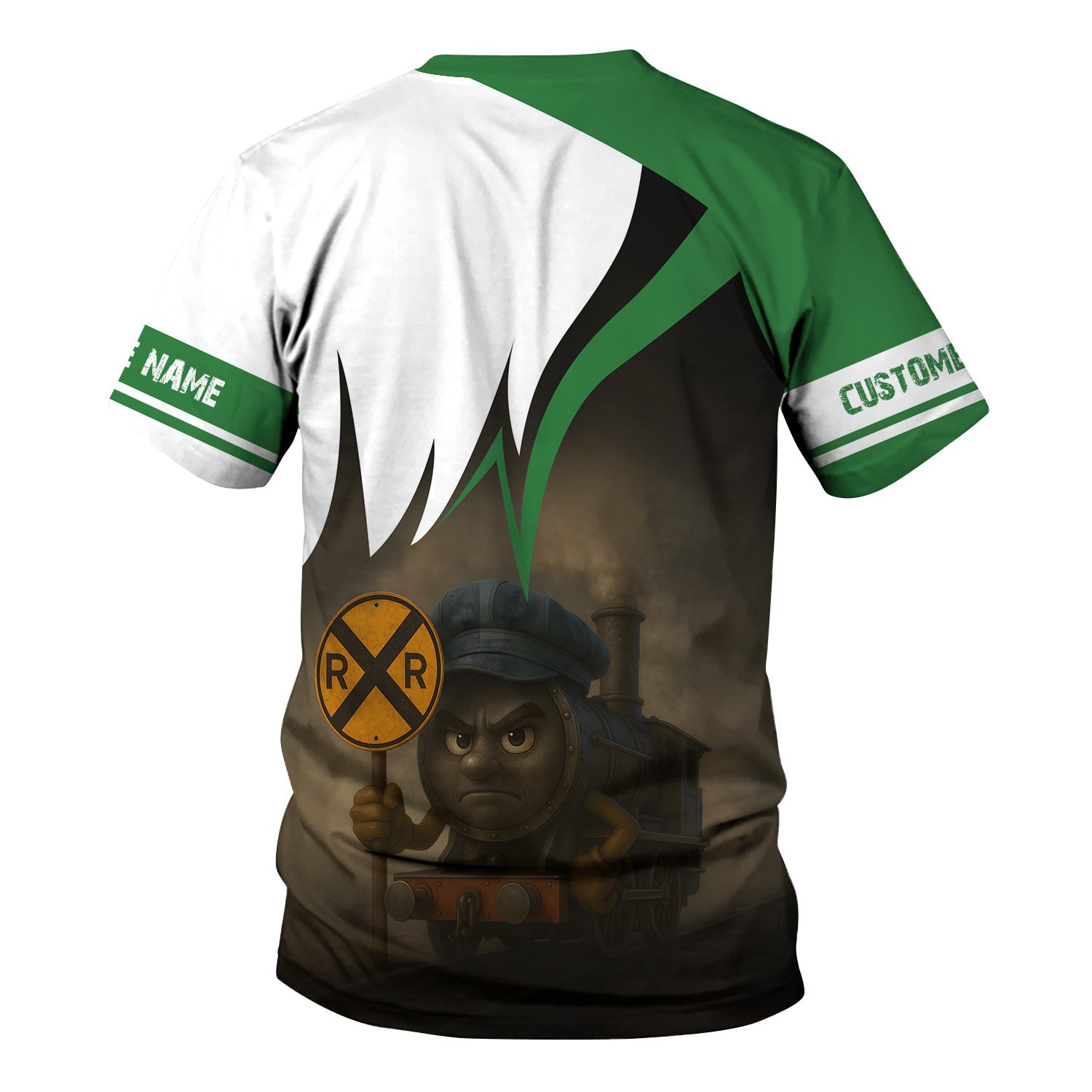 Railspirit Personalized Burlington Northern Railroad T-Shirt Angry Train Shirt Gift Idea For Train Lover