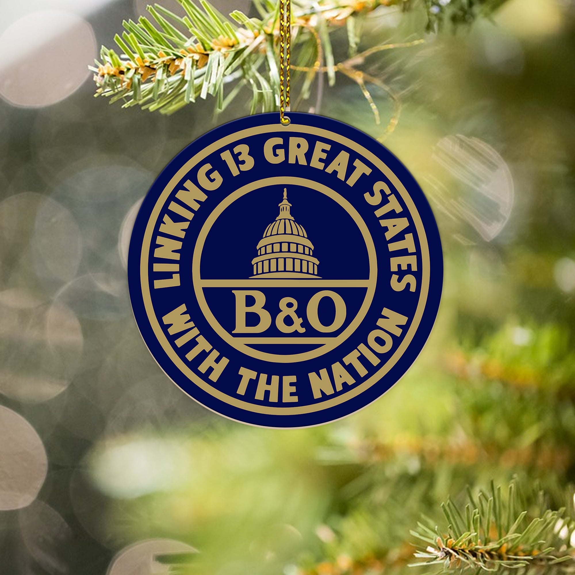 B&O Railway Ornament, Vintage Train Logo Round Christmas Decoration, for Collectors and Fans