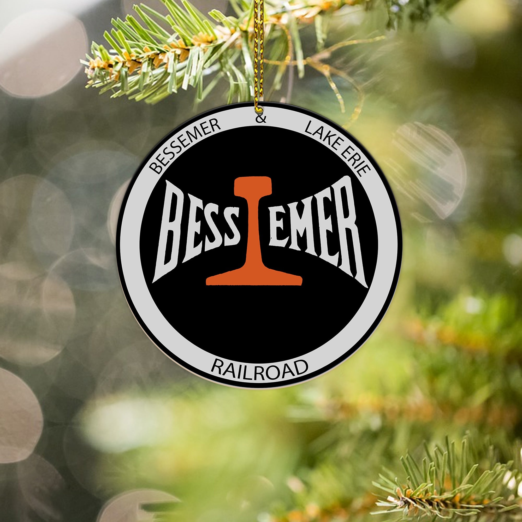 Bessemer and Lake Erie Railroad Ornament, Vintage Train Logo Round Christmas Decoration for Collectors and Fans