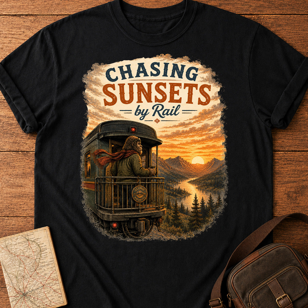 Chasing Sunsets By Rail T-shirt