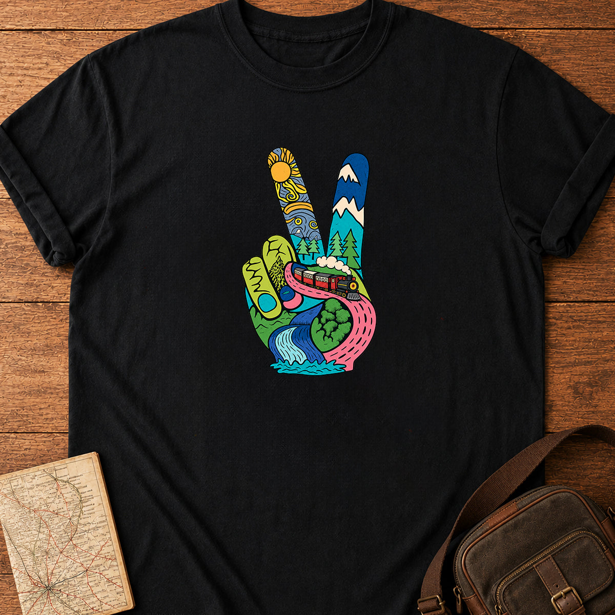 V-shaped Symbolizing Peace Nature Landscape T-shirt