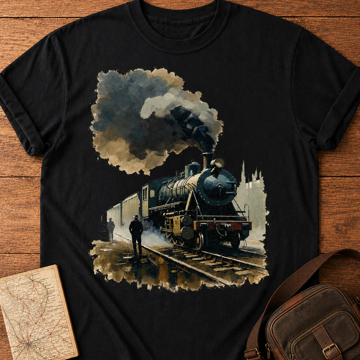 Classic Steam Locomotive Watercolor T-Shirt