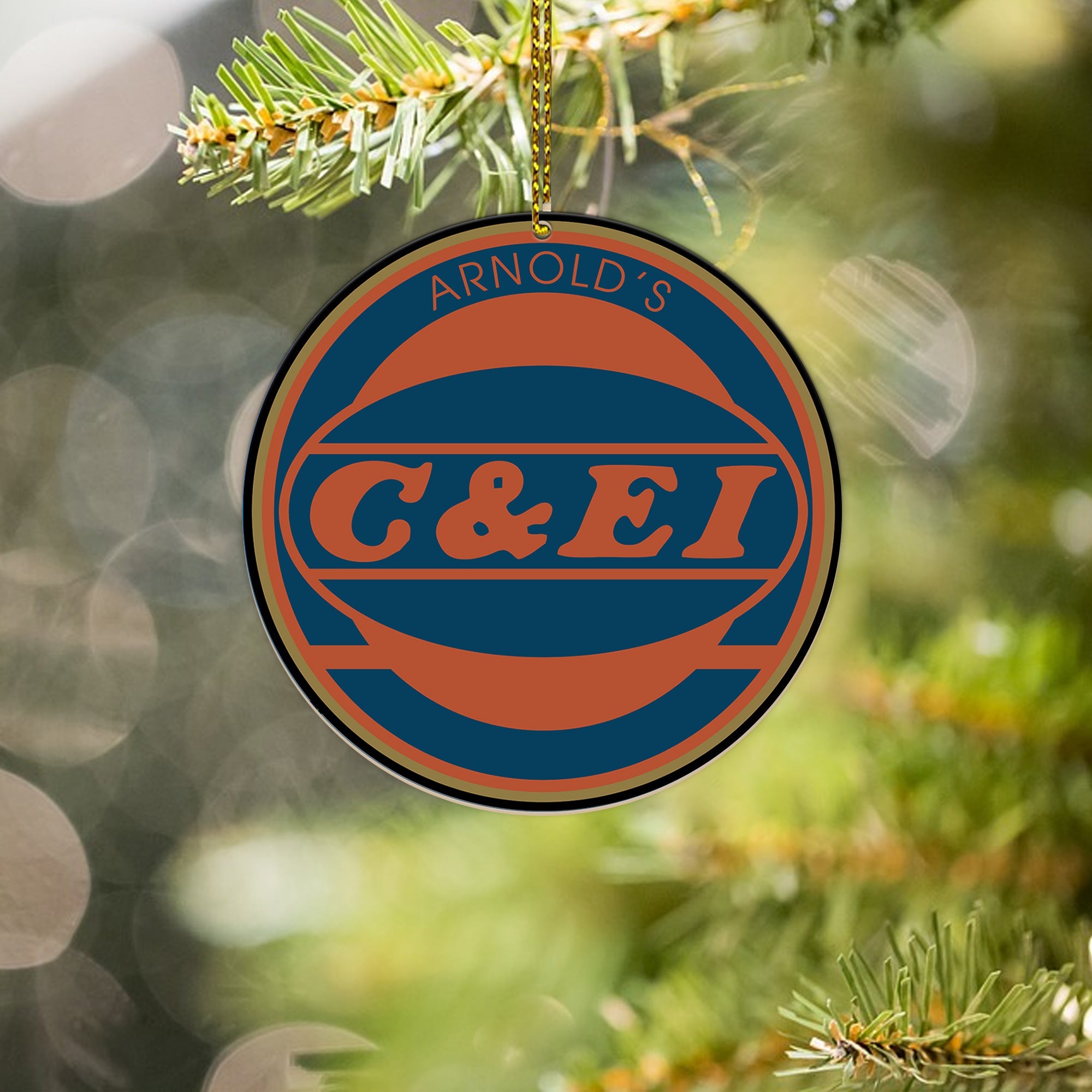 C&EI Rairoad Ornament, Retro Train Logo Round Christmas Decoration for Railway Enthusiasts