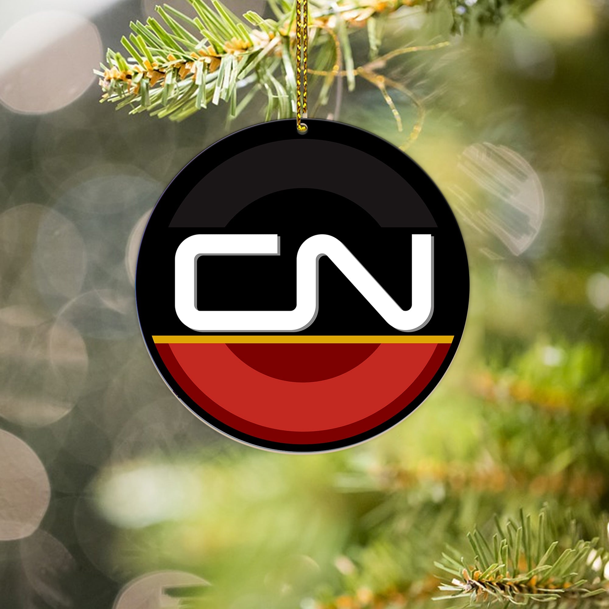 Canadian National Railway Ornament, Vintage CN Railroad Round Christmas Decoration, Gift for Train Lovers