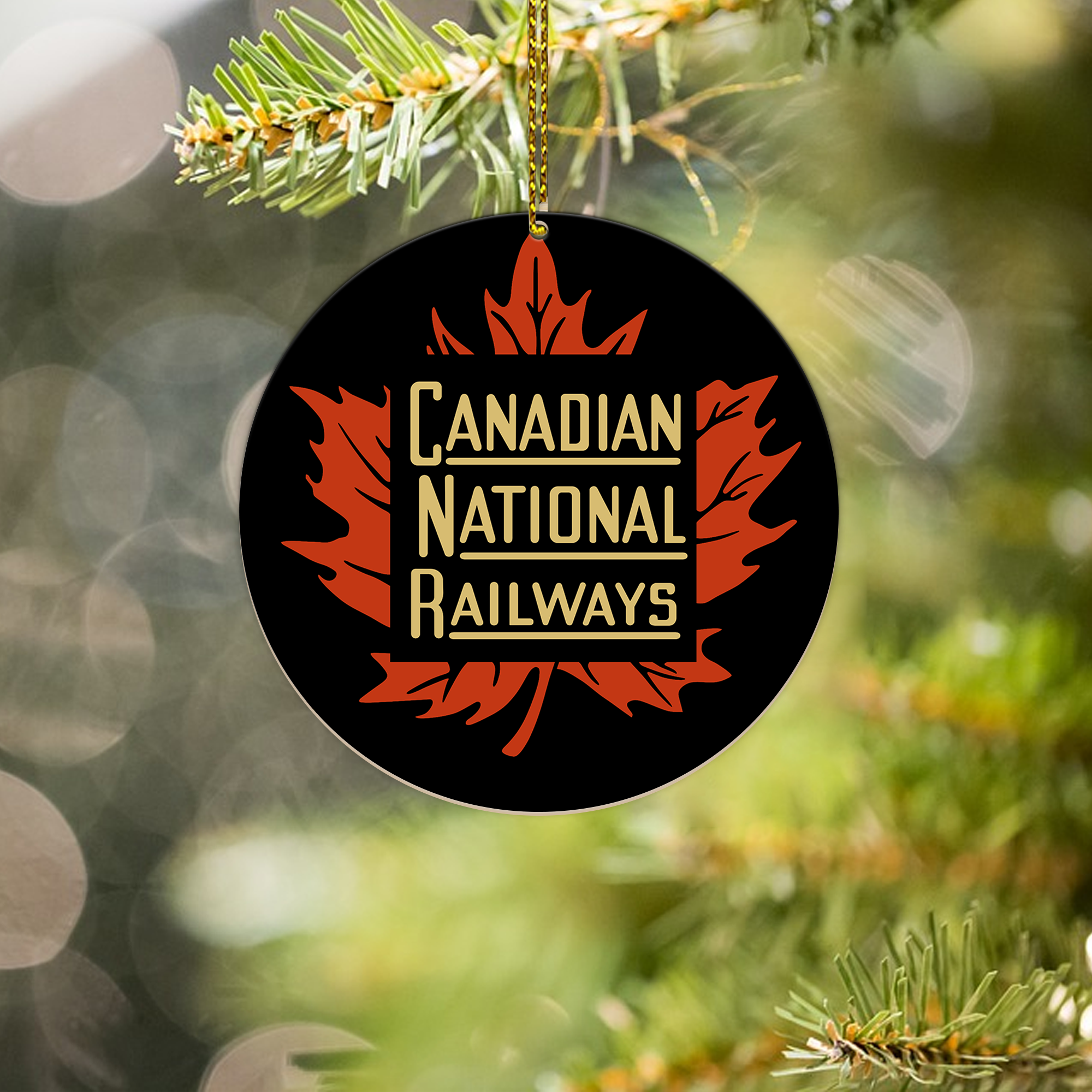 Canadian National Railroad Ornament, Vintage CN Railway Round Logo Christmas Decoration for Train Enthusiasts