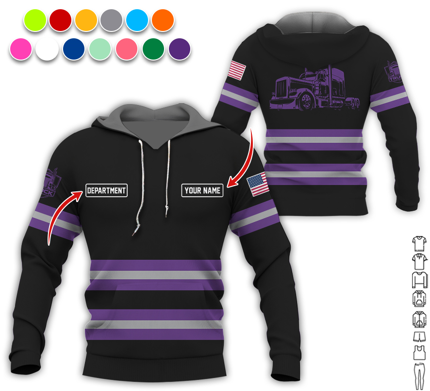Custom Name Love Truck Shirt, Purple Gift for Men, Husband, or Dad, Trucker Apparel For Men