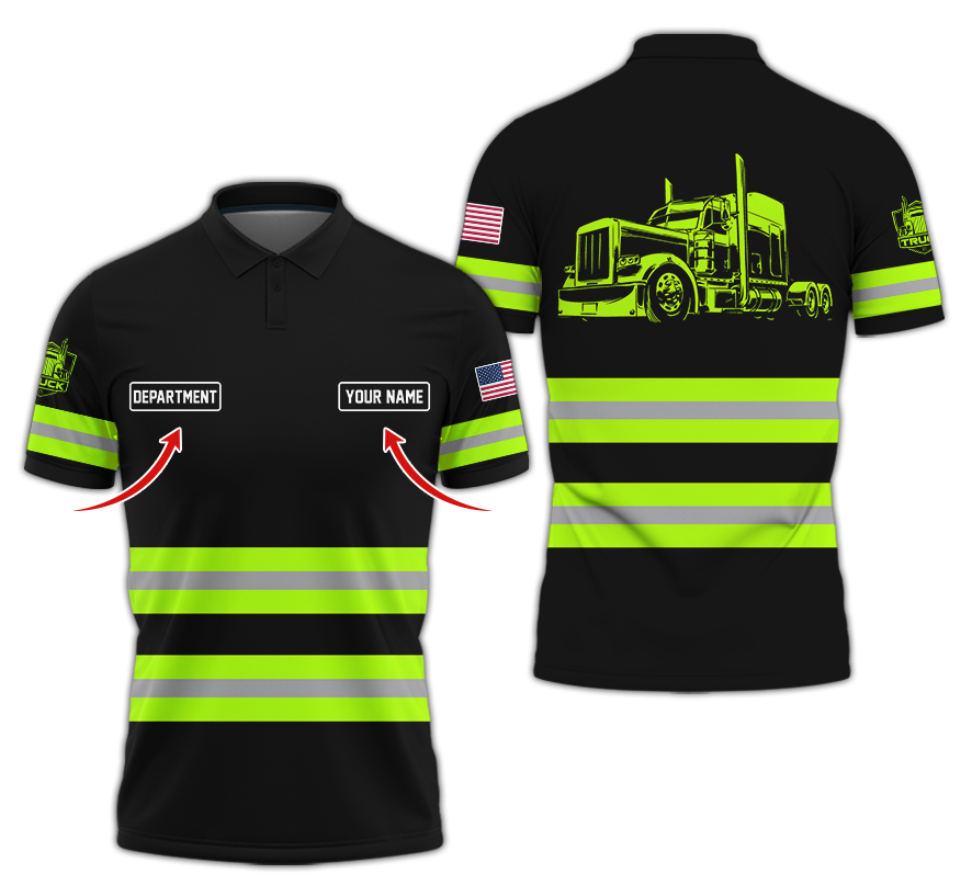 Custom Name Love Truck Shirt, Yellow Green Gift for Men, Husband, or Dad, Trucker Apparel For Men