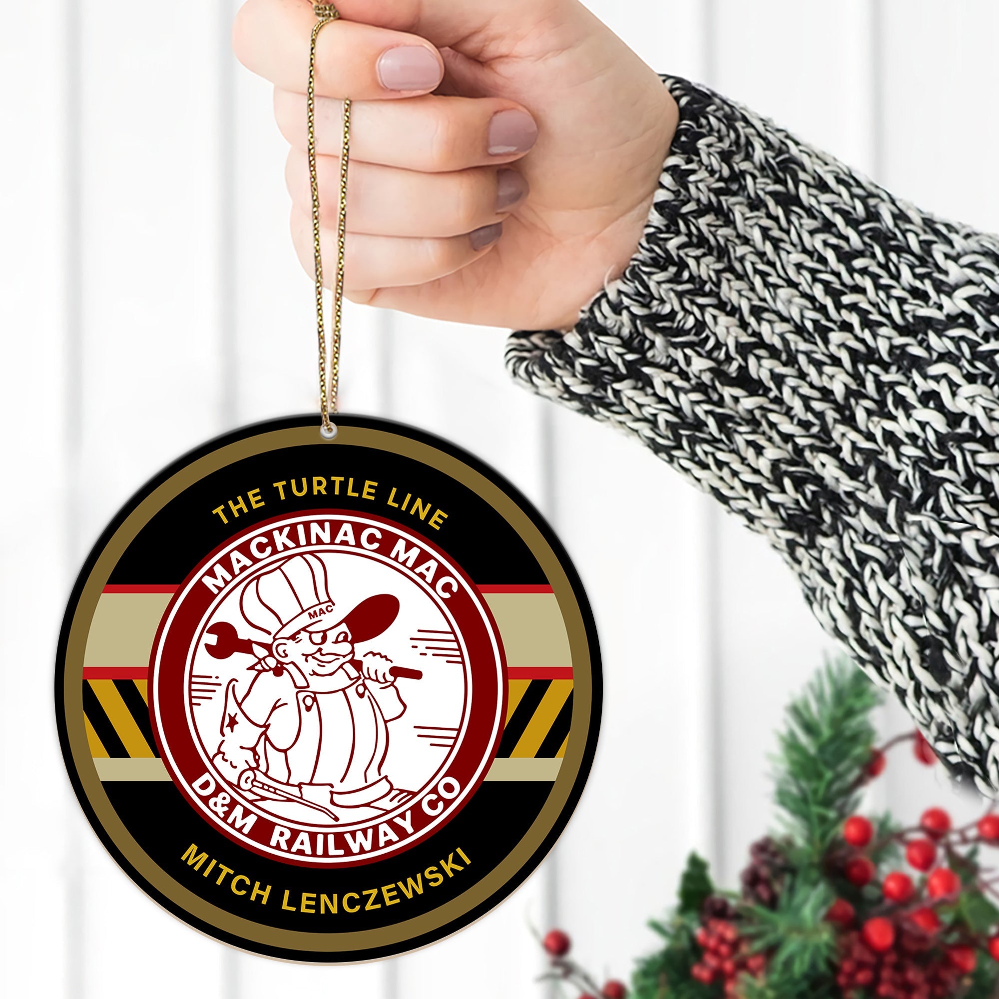 Detroit Rairoad Ornament, Vintage Train Logo Christmas Decoration, Retro Railway Gift Idea