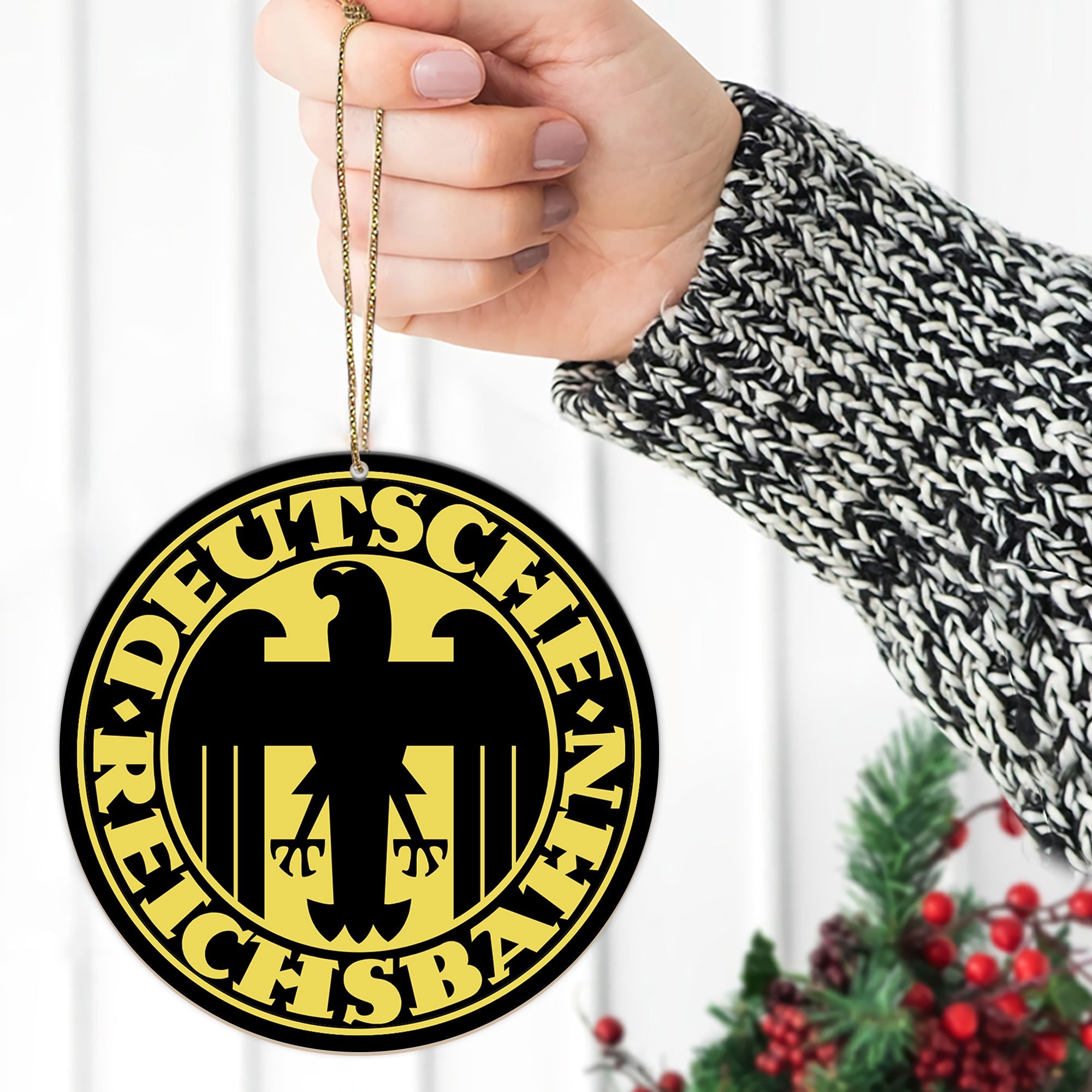 Deutsche Reichsbahn Gesellschaft Ornament, Vintage German Railway Logo Round Christmas Decoration, Retro Train Gift