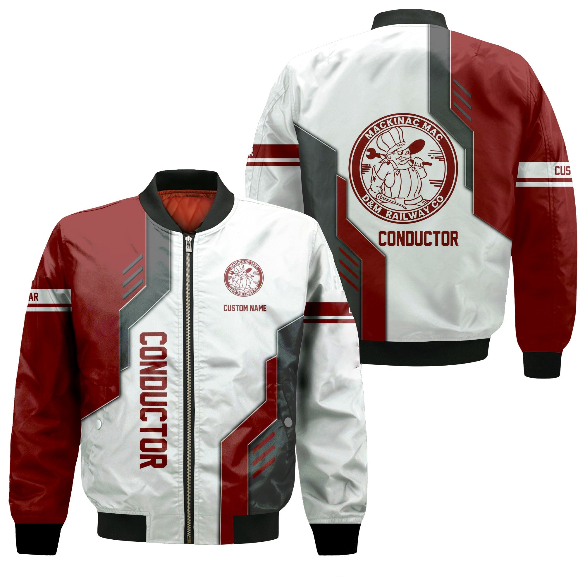 Railspirit Personalized Detroit & Mackinac Railroad Bomber Jacket Unique Railway Style with Custom Job Train Jacket