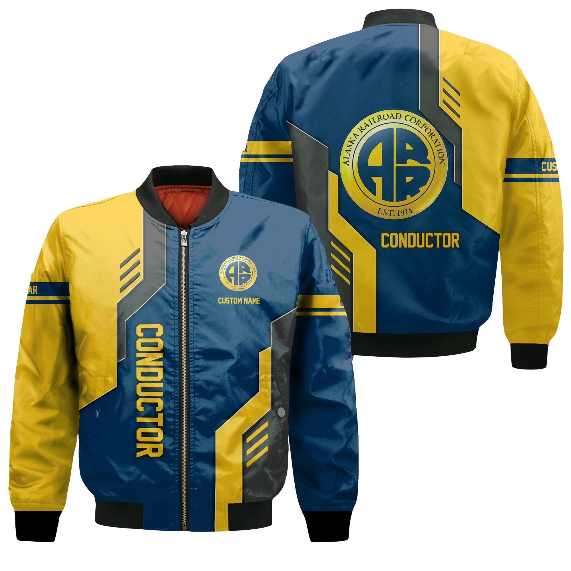 Railspirit Personalized Alaska Railroad Bomber Jacket Unique Railway Style with Custom Job Train Jacket