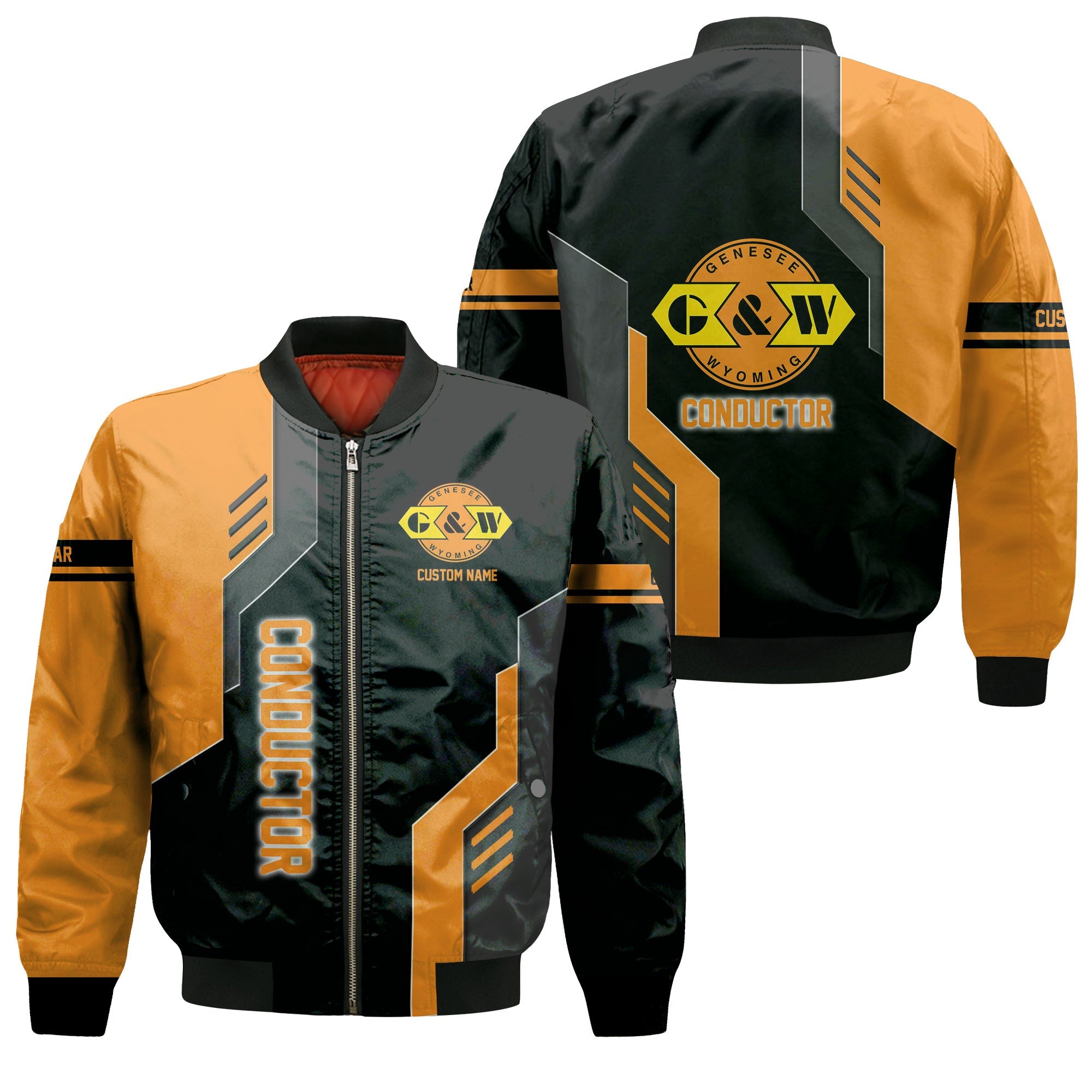 Railspirit Personalized Genesee & Wyoming Inc. Railroad Bomber Jacket Unique Railway Style with Custom Job Train Jacket