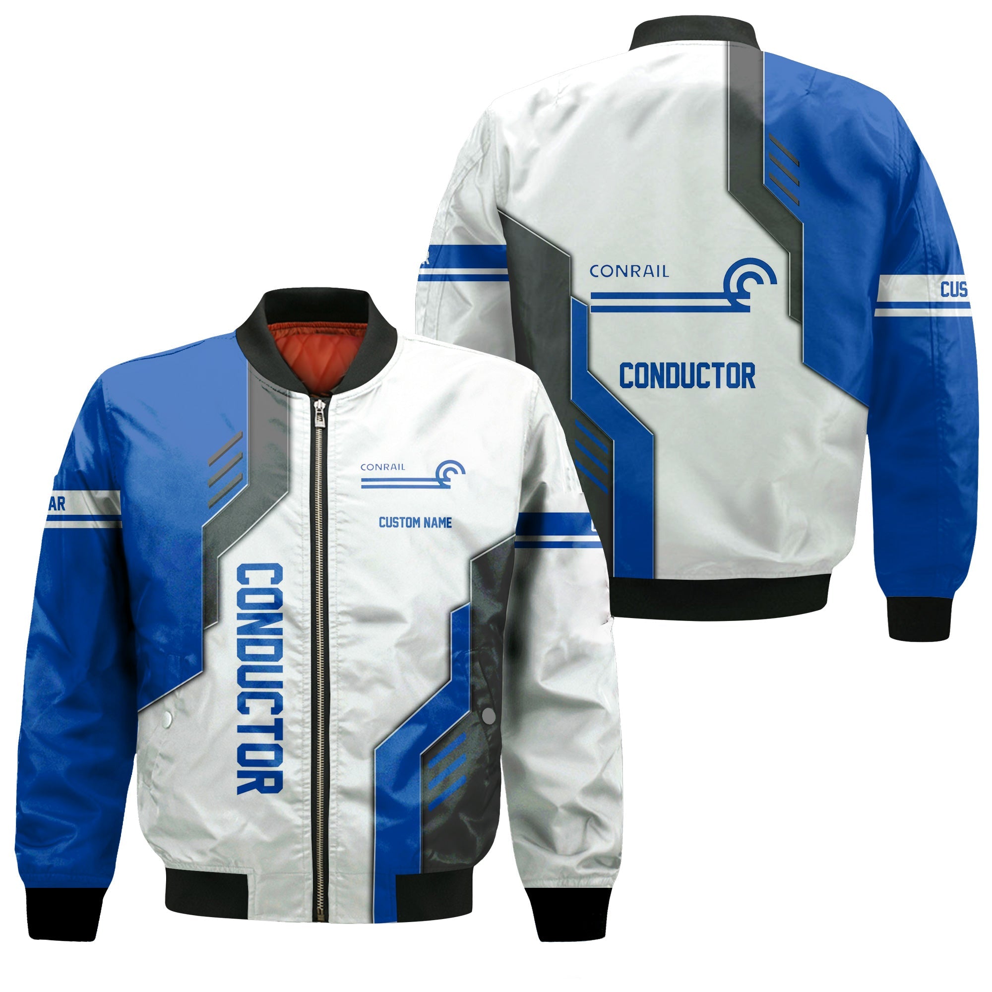 Railspirit Personalized Conrail Railroad Bomber Jacket Unique Railway Style with Custom Job Train Jacket