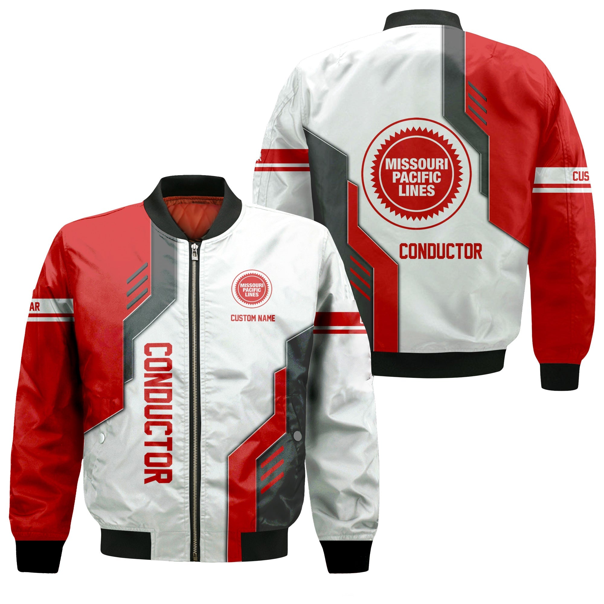 Railspirit Personalized Missouri Pacific Railroad Bomber Jacket Unique Railway Style with Custom Job Train Jacket