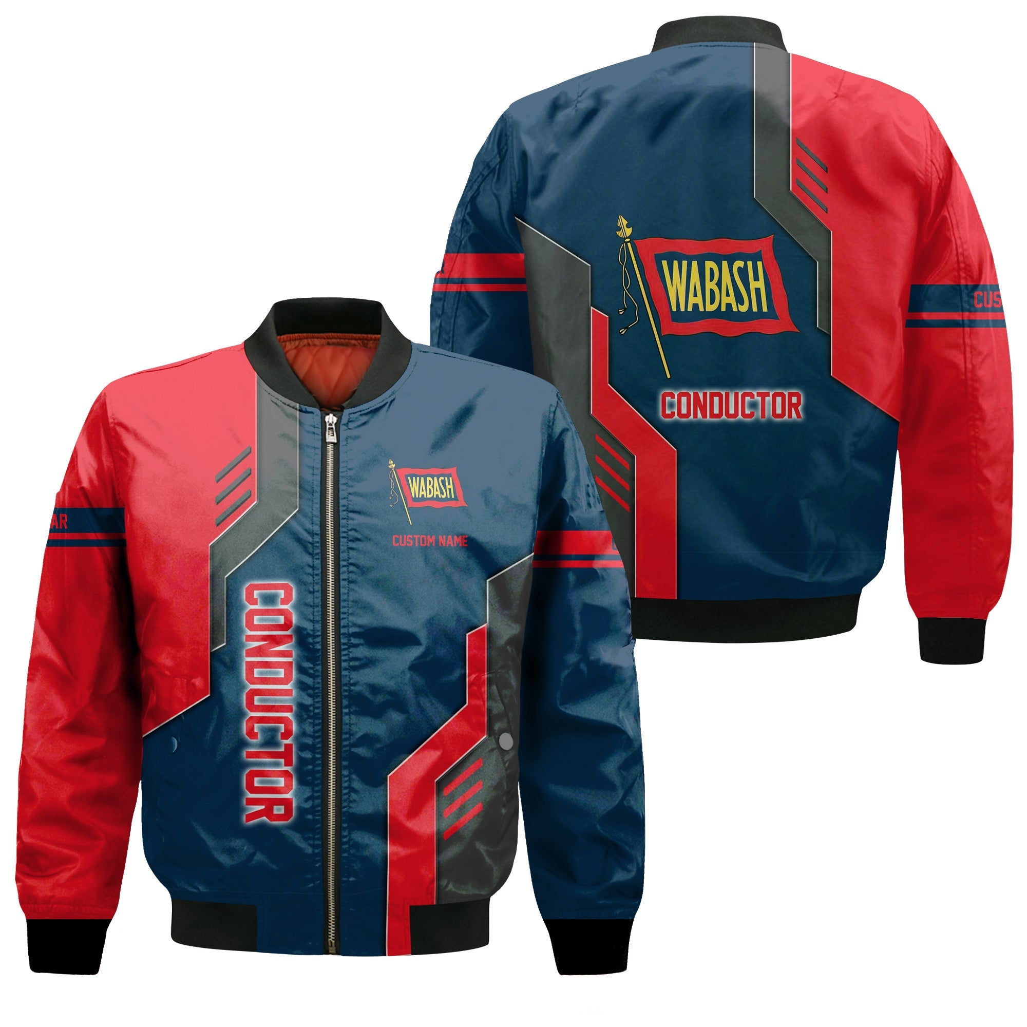 Railspirit Personalized Wabash Railroad Bomber Jacket Unique Railway Style with Custom Job Train Jacket