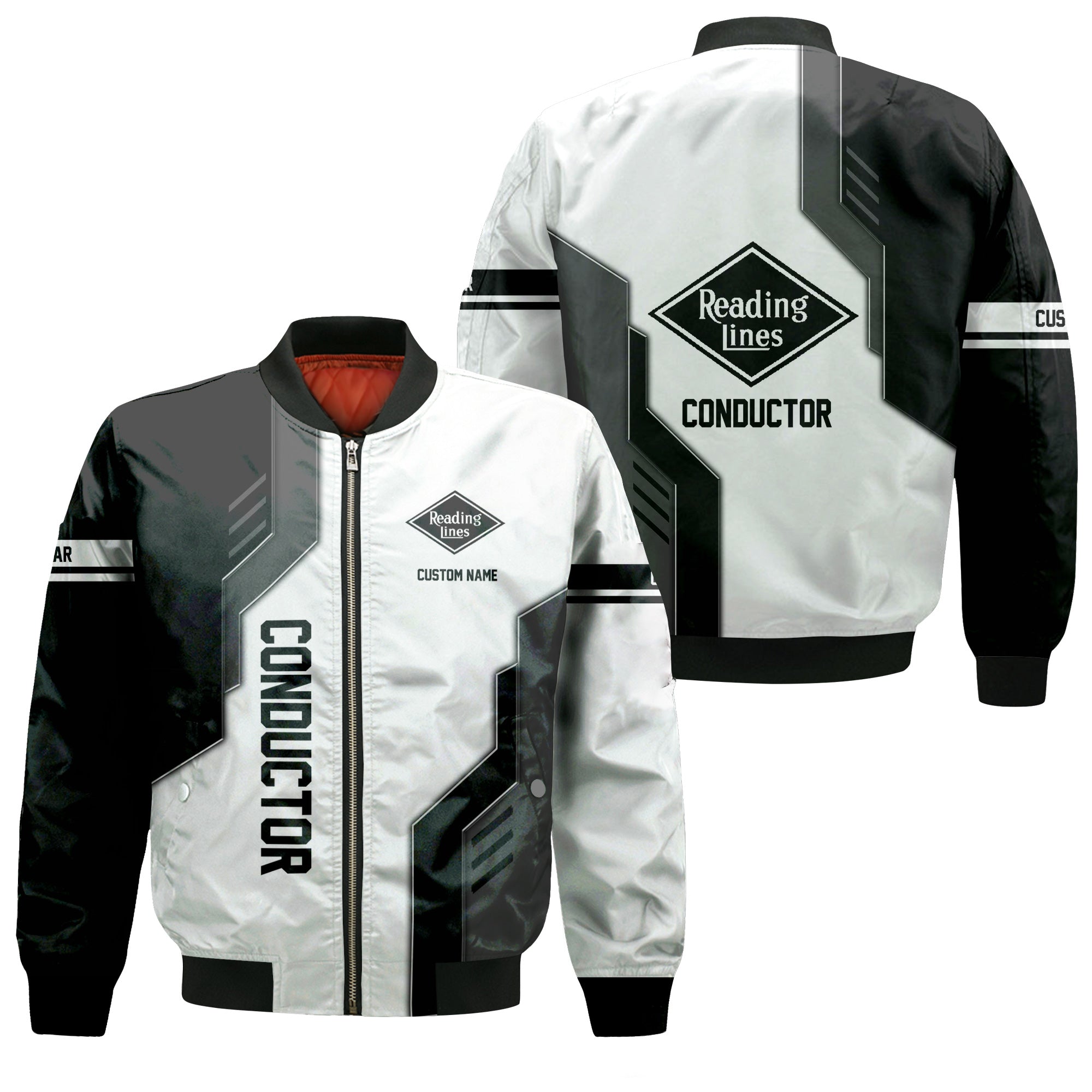 Railspirit Personalized Reading Railroad Bomber Jacket Unique Railway Style with Custom Job Train Jacket