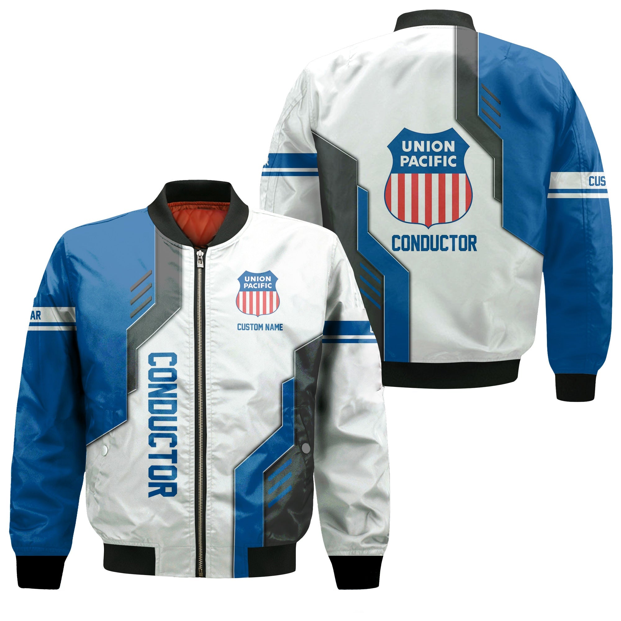 Railspirit Personalized Union Pacific Railroad Bomber Jacket Unique Railway Style with Custom Job Big Boy Train Jacket
