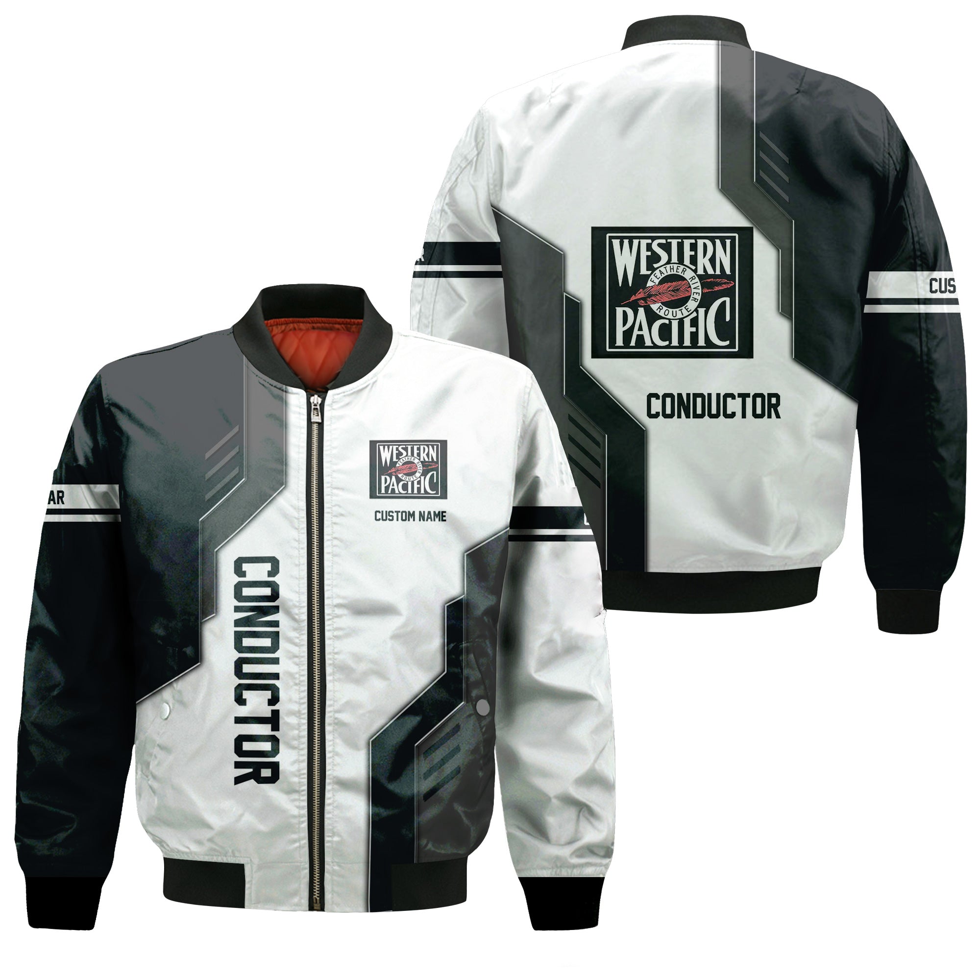 Railspirit Personalized Western Pacific Railroad Bomber Jacket Unique Railway Style with Custom Job Train Jacket