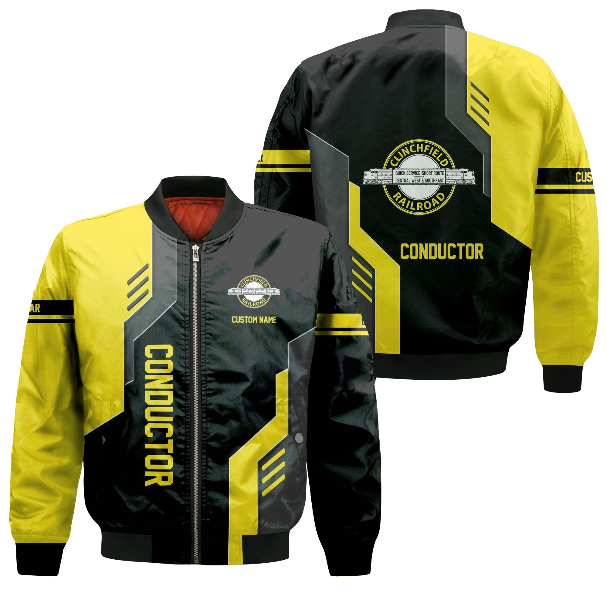 Railspirit Personalized Clinchfield Railroad Bomber Jacket Unique Railway Style with Custom Job Train Jacket