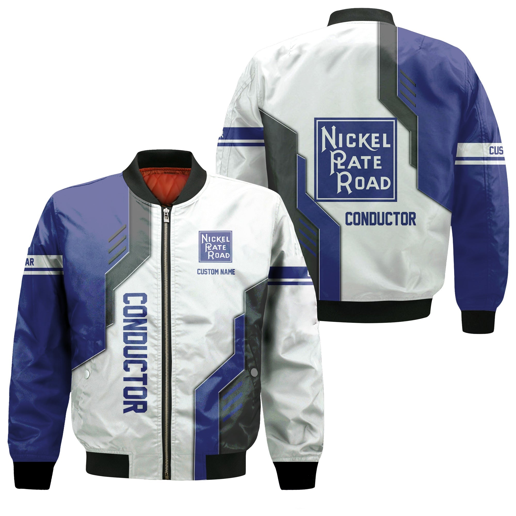 Railspirit Personalized New York, Chicago and St. Louis Railroad Bomber Jacket Unique Railway Style with Custom Job Nickel Plate Road Train Jacket