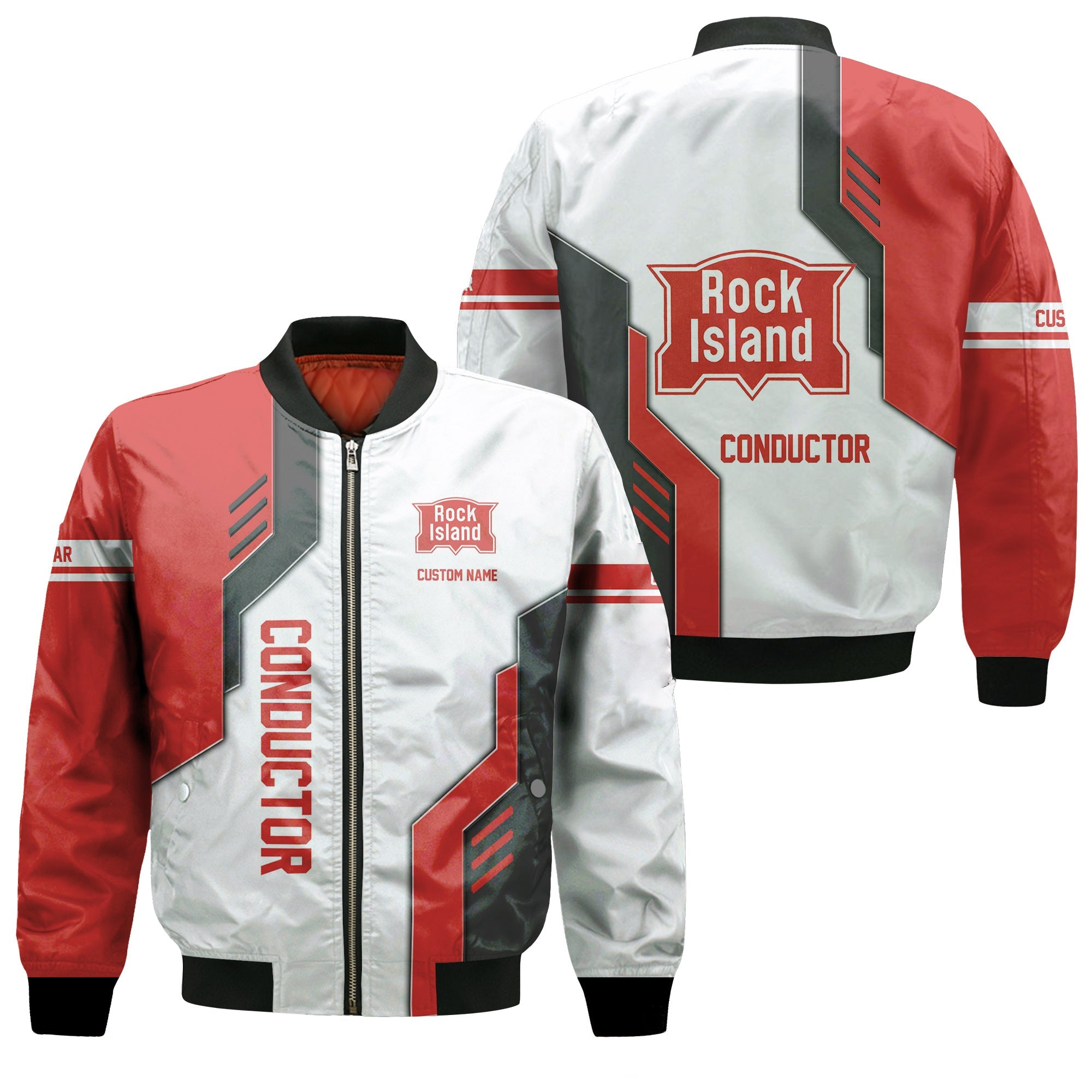 Railspirit Personalized Chicago, Rock Island and Pacific Railroad Bomber Jacket Railway Style with Custom Job Rock Island Railroad Train Jacket