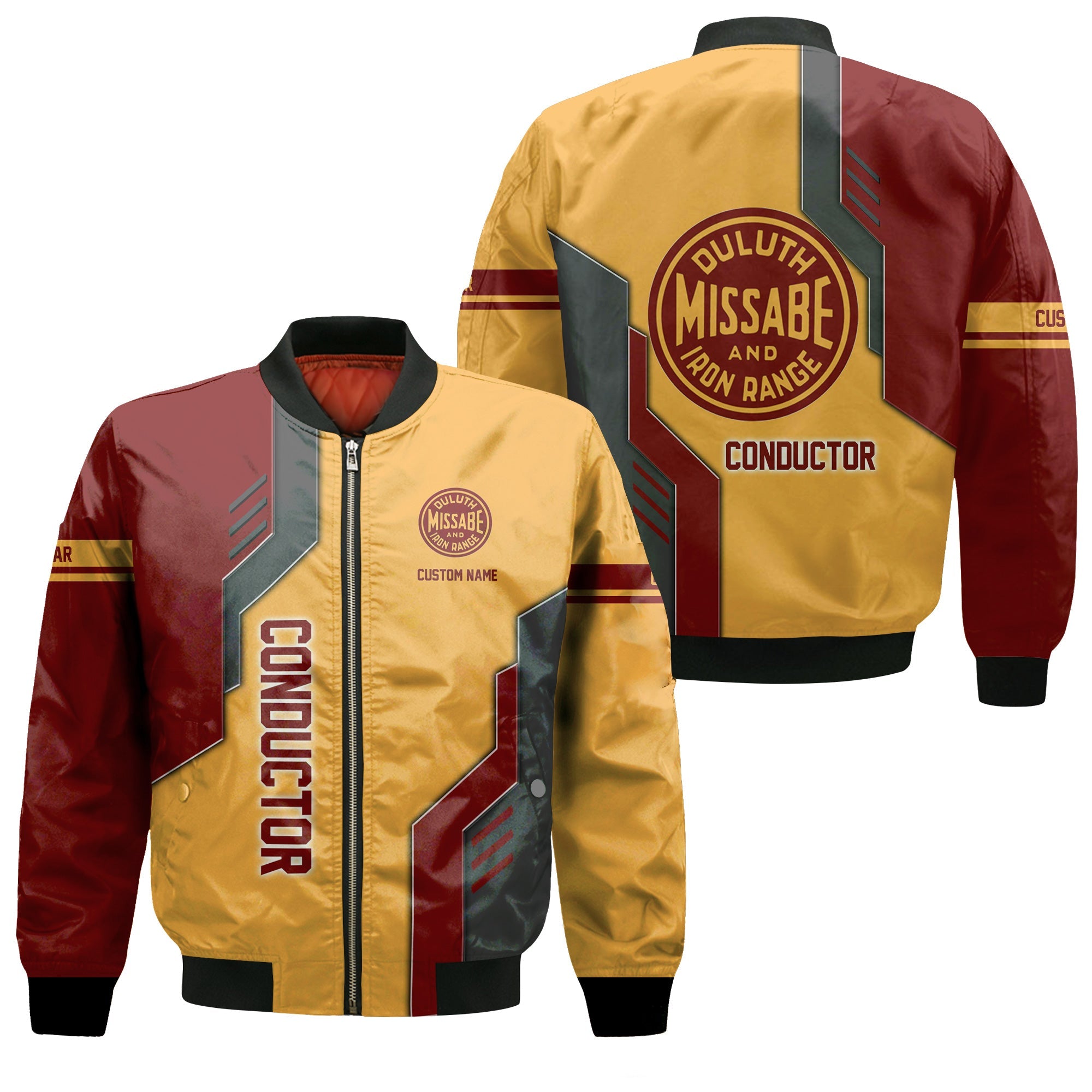 Railspirit Personalized Duluth, Missabe, & Iron Range Railroad Bomber Jacket Unique Railway Style with Custom Job Train Jacket