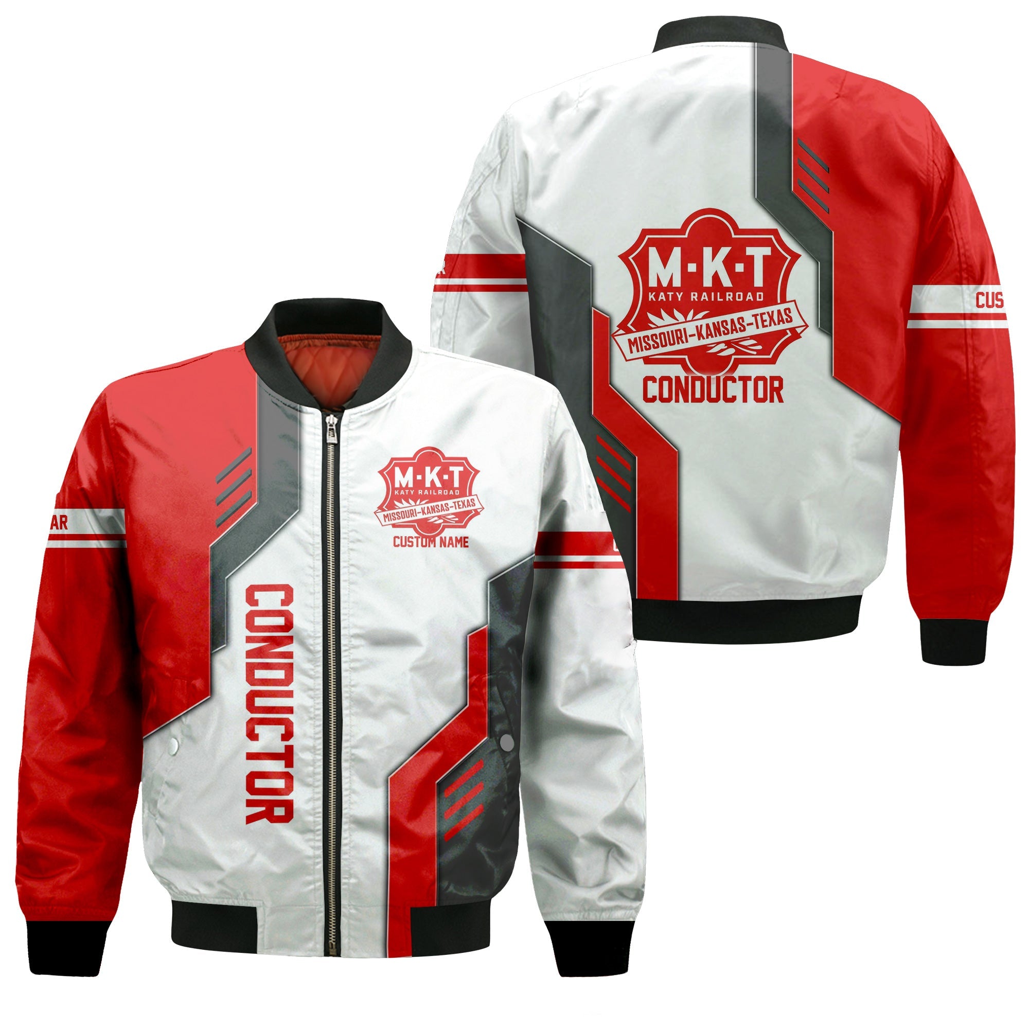 Railspirit Personalized Katy Railroad Bomber Jacket Unique Railway Style with Custom Job Train Jacket