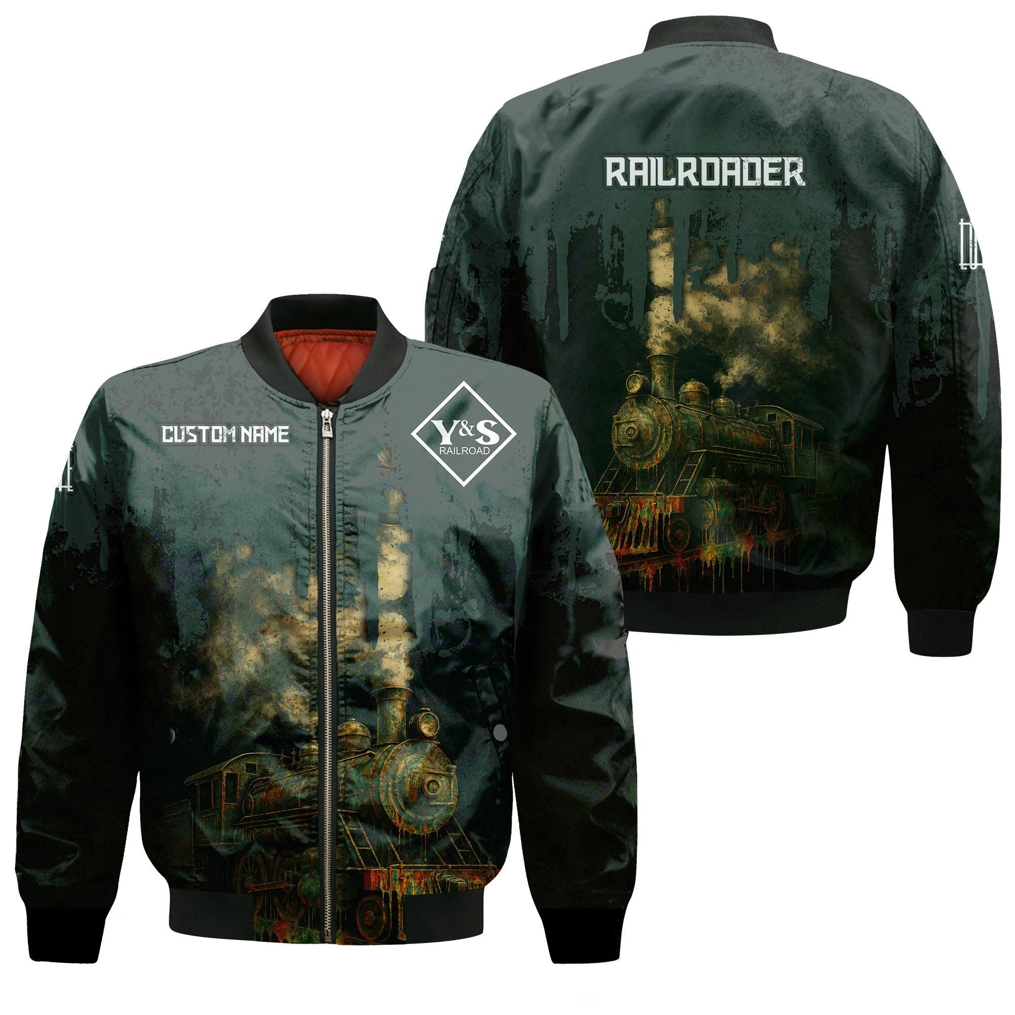 Railspirit Personalized Youngstown & Southern Railroad Bomber Jacket Vintage Train Art Style Bomber For Locomotive Fans