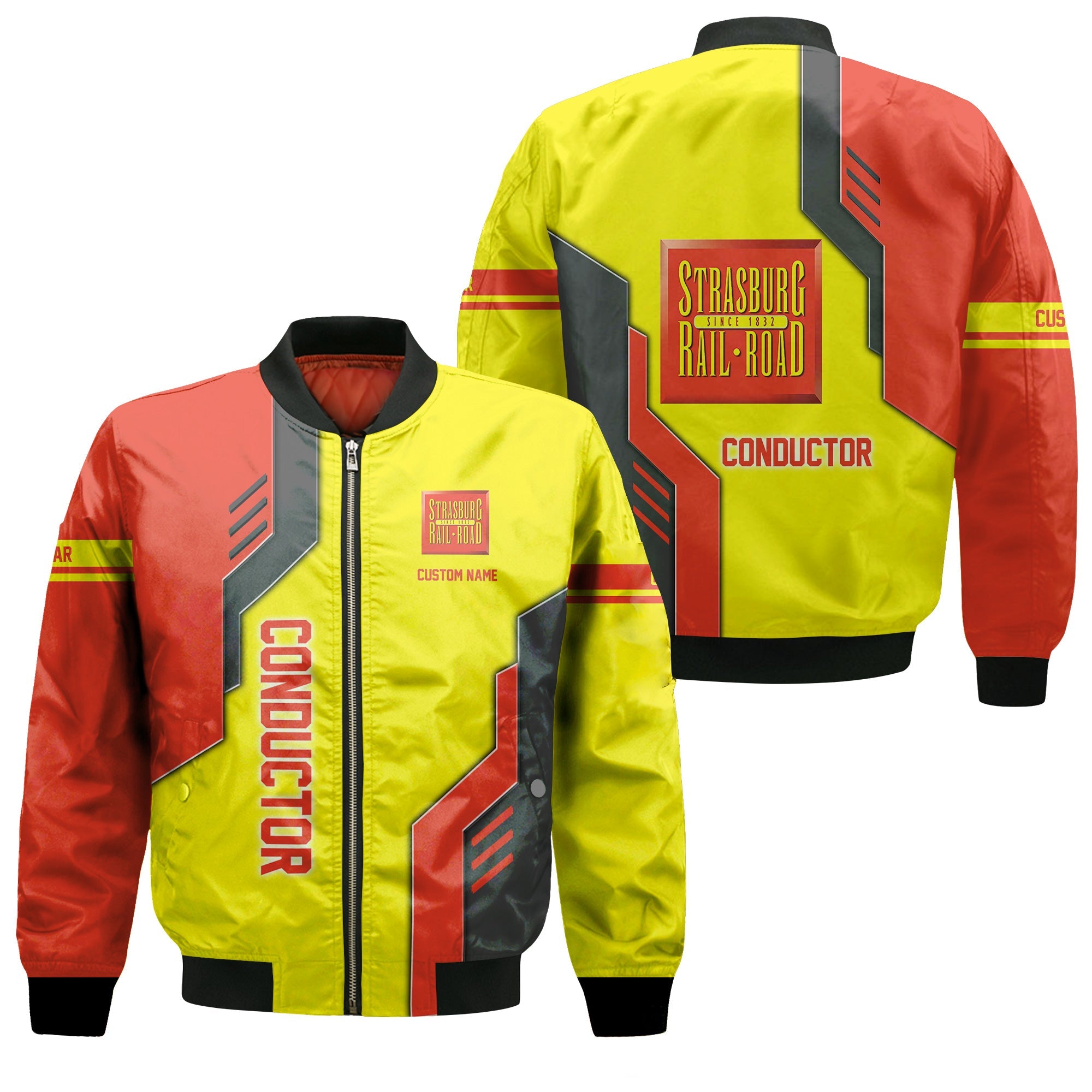 Railspirit Personalized Strasburg Railroad Bomber Jacket Unique Railway Style with Custom Job Train Jacket