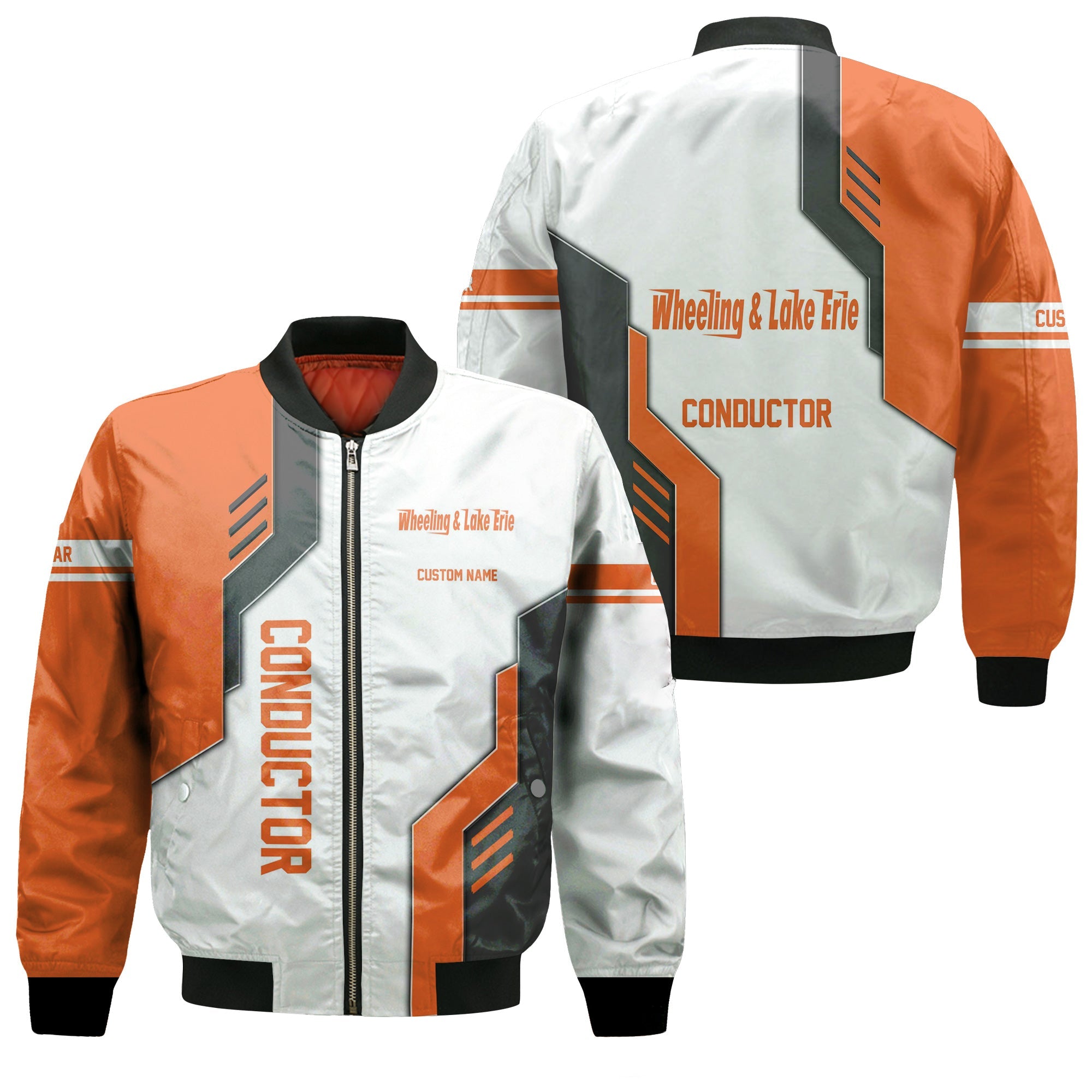 Railspirit Personalized Wheeling And Lake Erie Railroad Bomber Jacket Unique Railway Style with Custom Job Train Jacket
