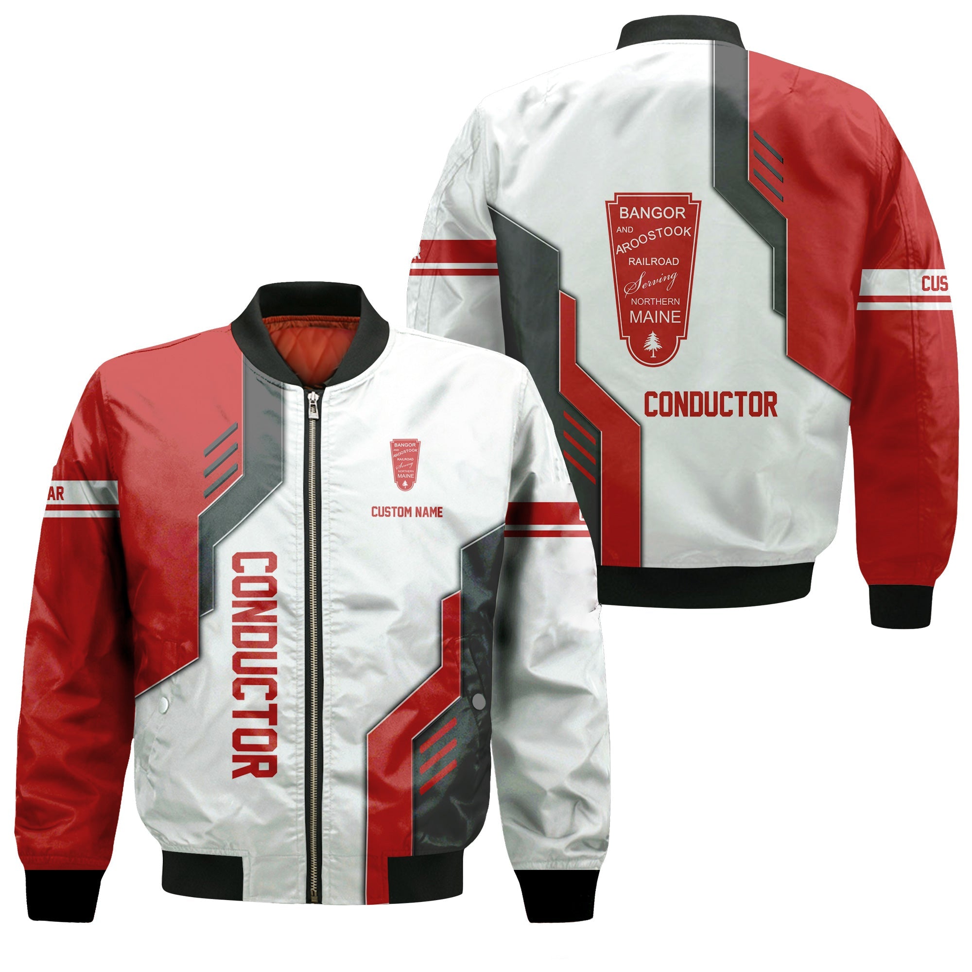 Railspirit Personalized Bangor And Aroostook Railroad Bomber Jacket Unique Railway Style with Custom Job Train Jacket