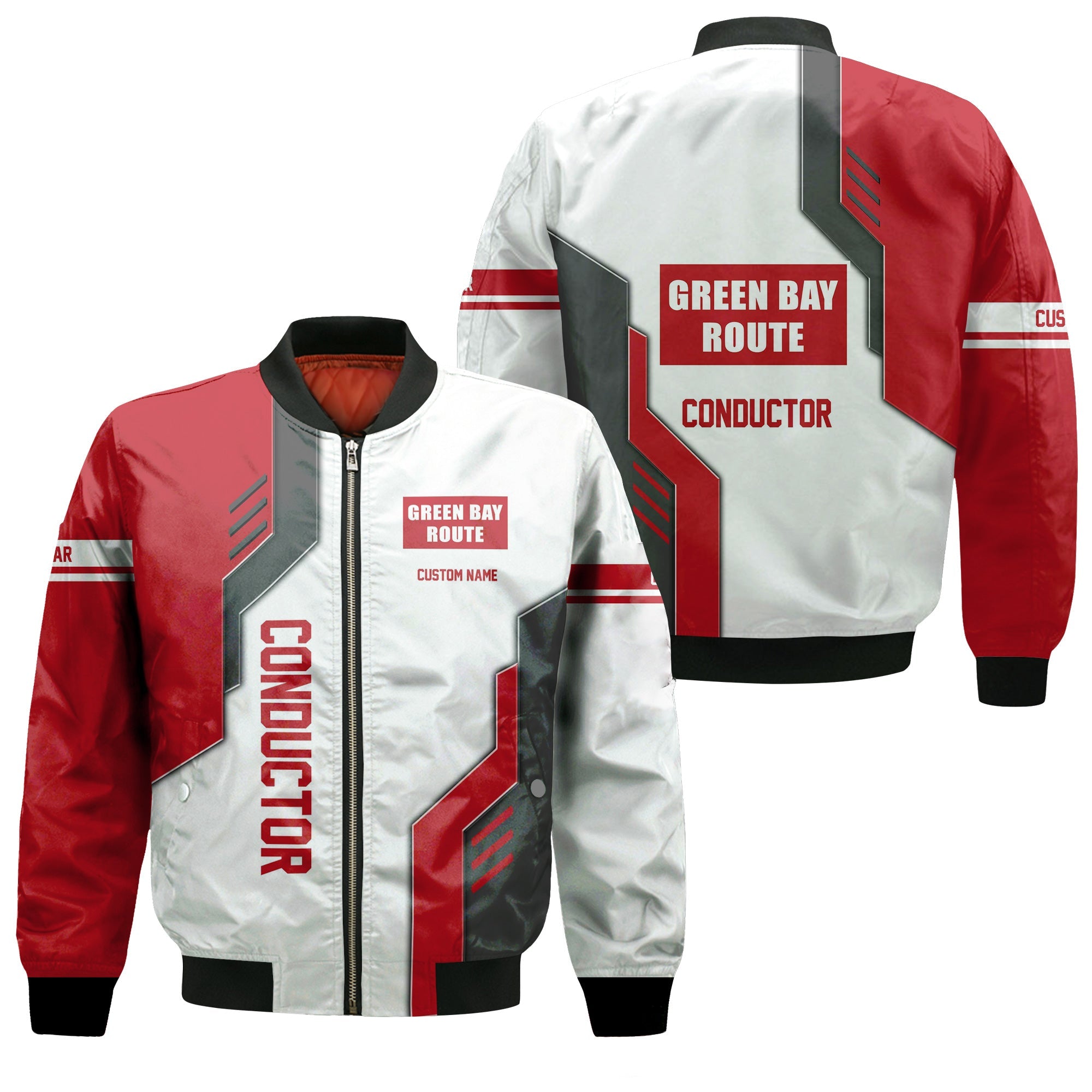 Railspirit Personalized Green Bay & Western Railroad Bomber Jacket Unique Railway Style with Custom Job Train Jacket