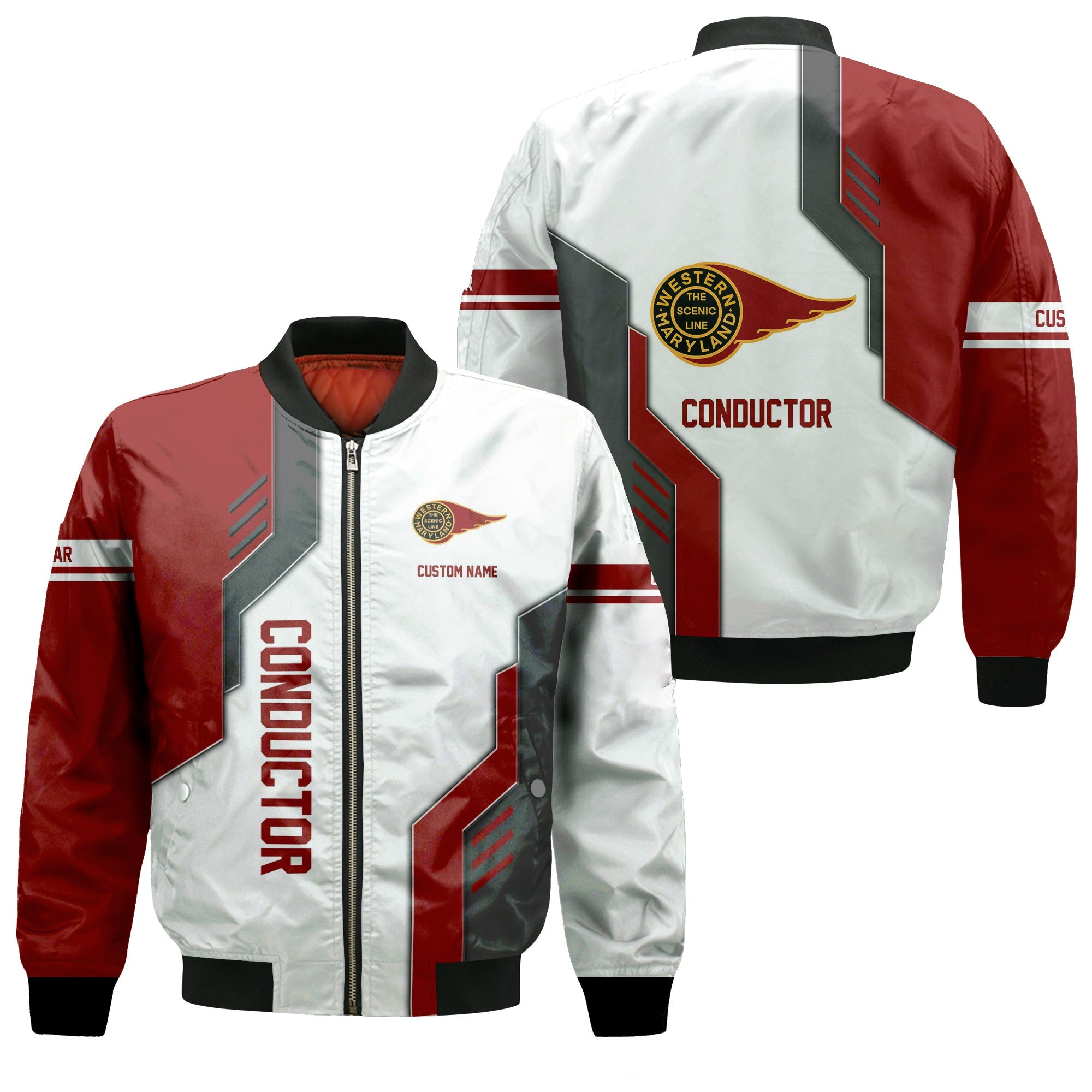 Railspirit Personalized Western Maryland Railway Bomber Jacket Unique Railway Style with Custom Job Train Jacket