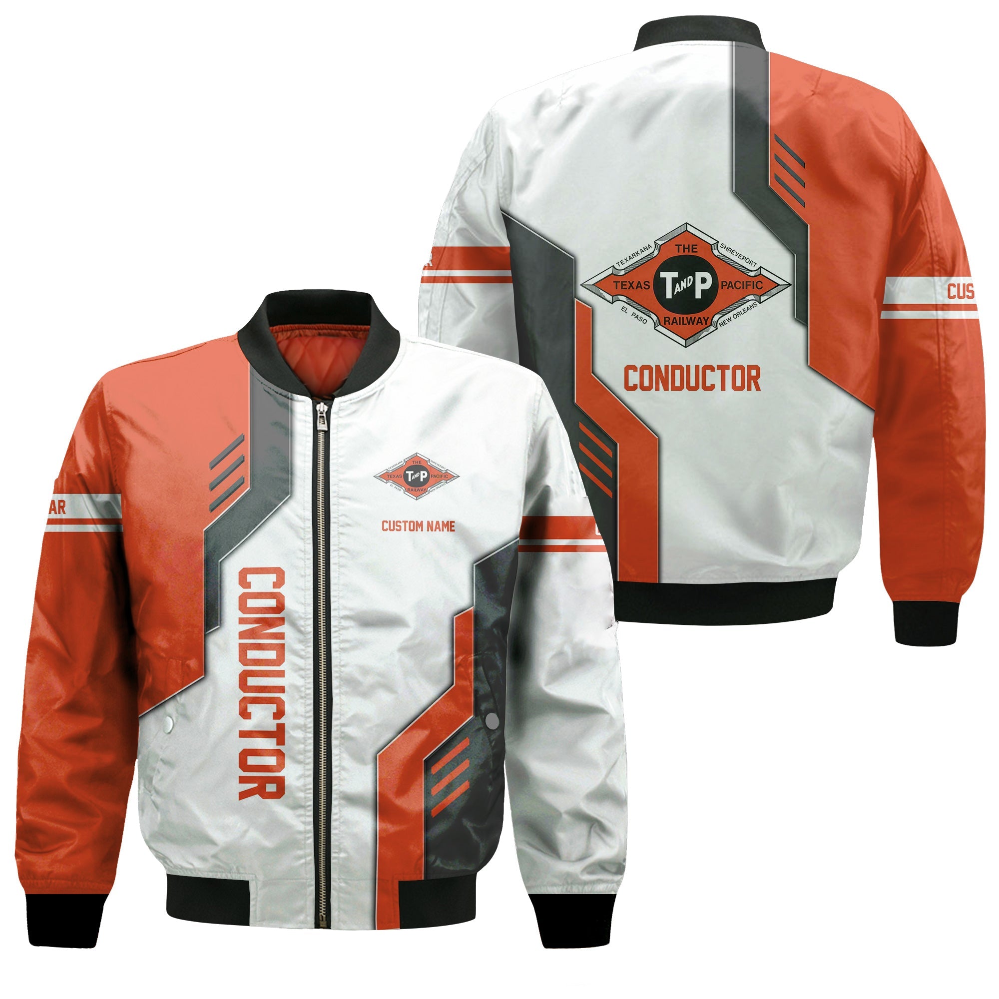 Railspirit Personalized Texas and Pacific Railway Bomber Jacket Unique Railway Style with Custom Job Train Jacket