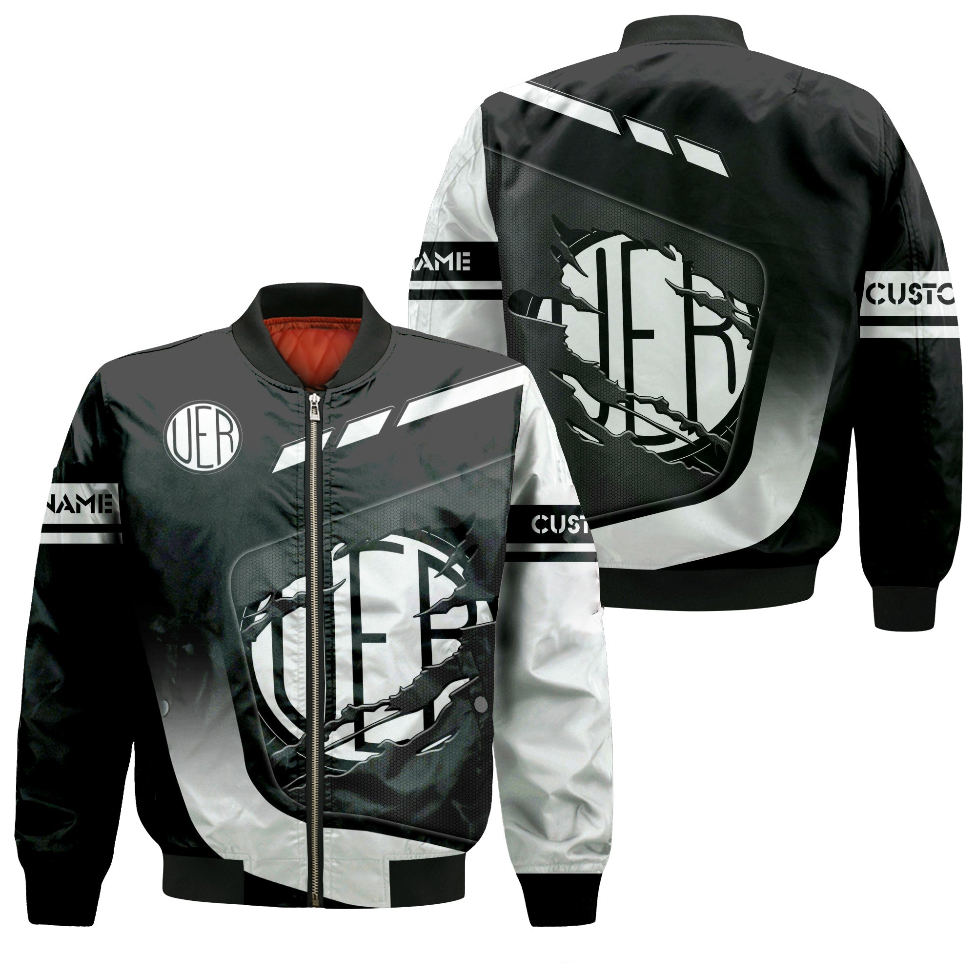 Railspirit Personalized Union Electric Railway Bomber Jacket Ripped Texture Style Train Jacket For Railroad Fanatic