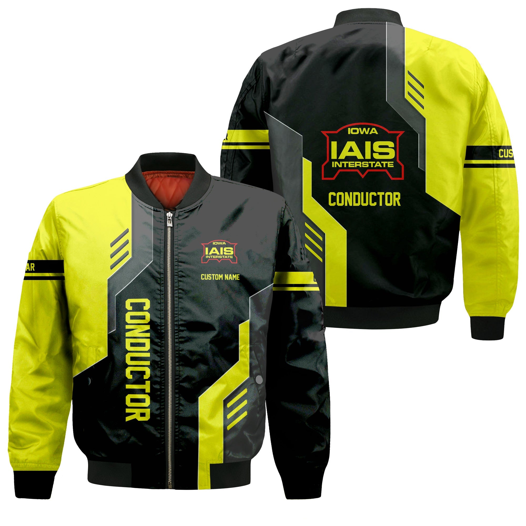 Railspirit Personalized Iowa Interstate Railroad Bomber Jacket Unique Railway Style with Custom Job IAIS Train Jacket