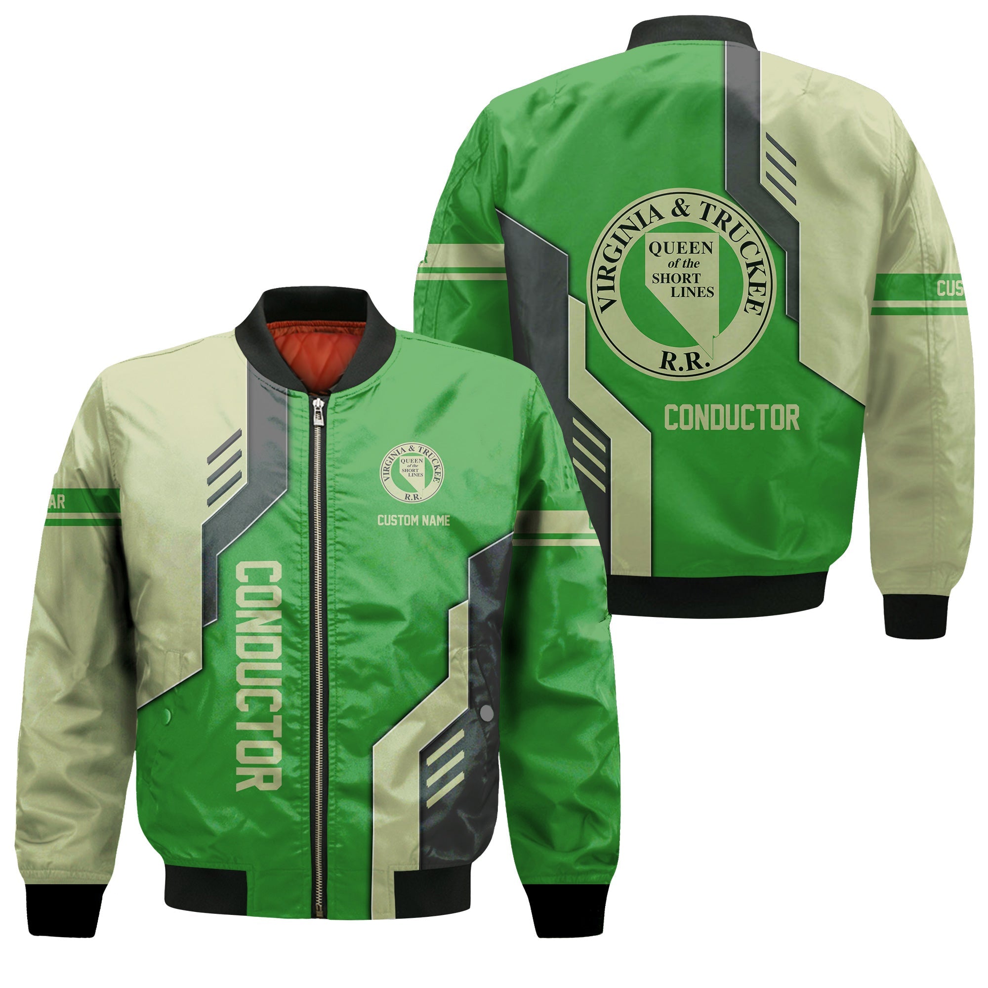 Railspirit Personalized Virginia & Truckee Railroad Bomber Jacket Unique Railway Style with Custom Job Train Jacket