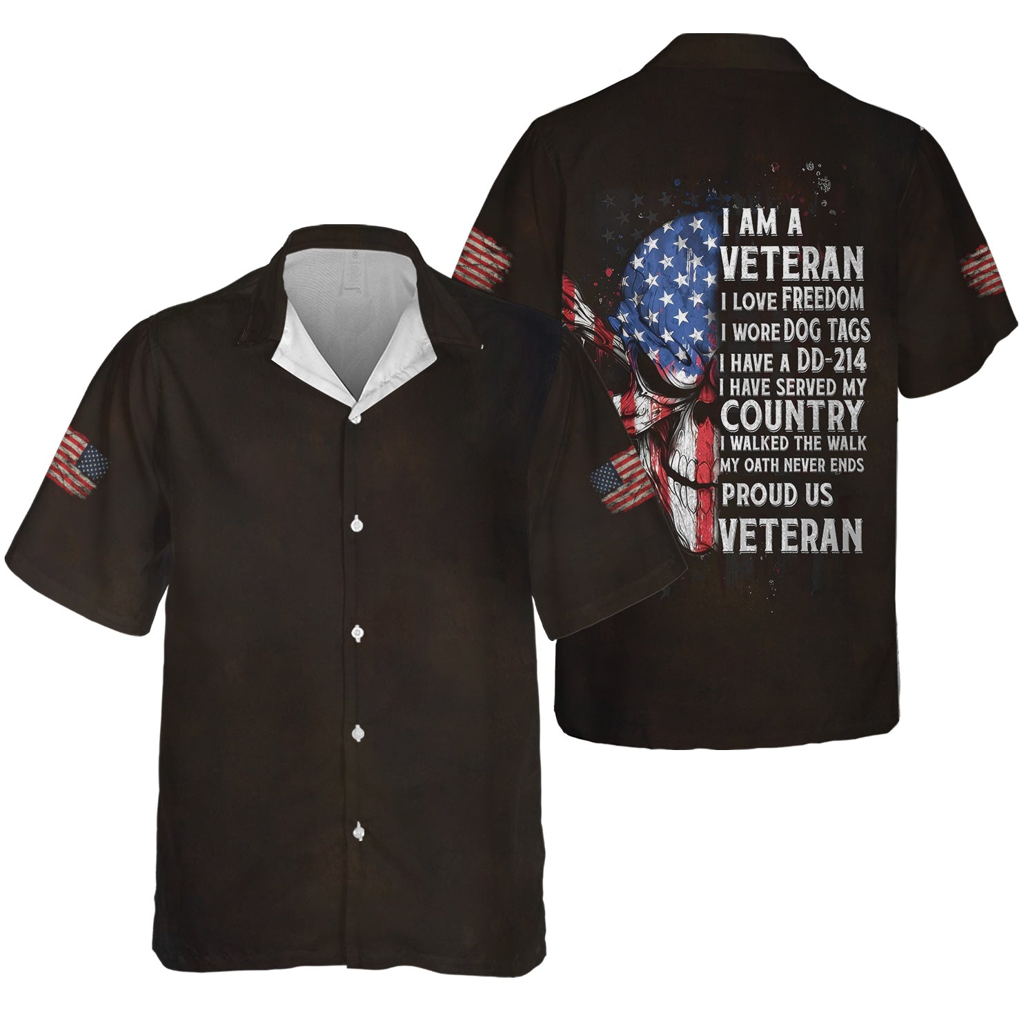 I Am A Veteran My Oath Never Ends American Flag Skull Shirt, Proud US Military Tee for Veterans & Patriots