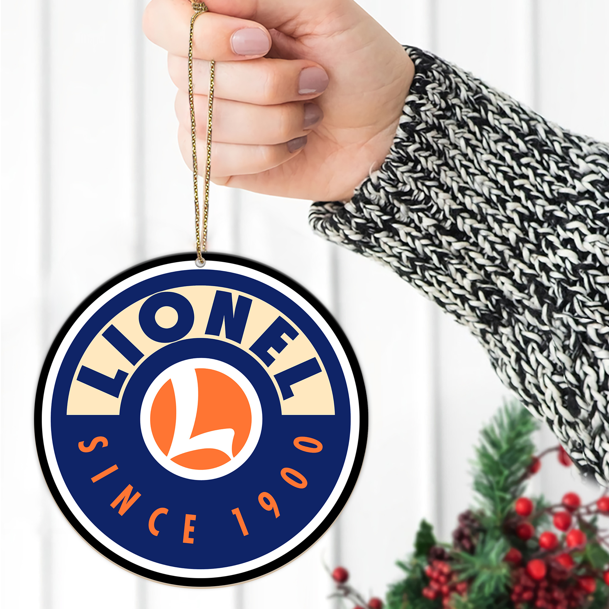 Lionel Corporation Ornament, Vintage Train Company Logo Christmas Decoration, Retro Railway Gift for Collectors