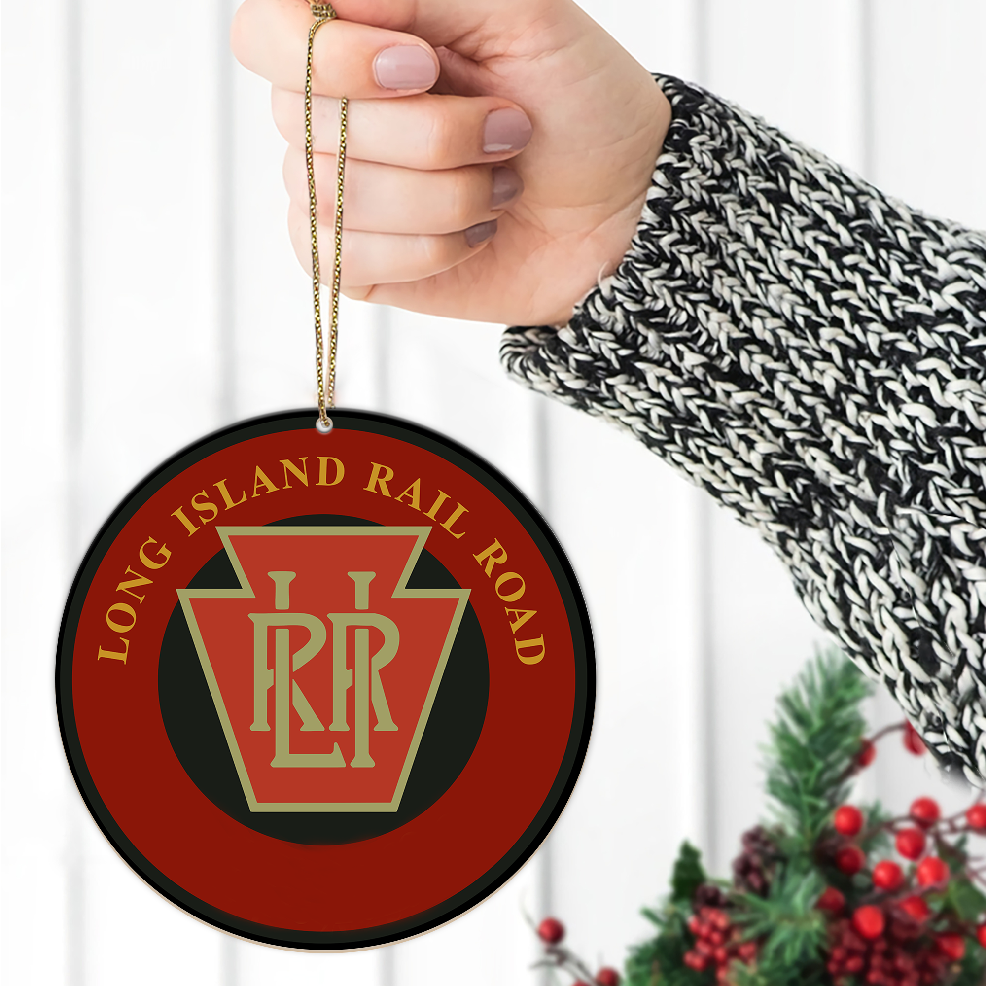 Long Island Railroad Ornament, Retro Train Logo Christmas Decoration, Vintage Railway Family Gift Idea