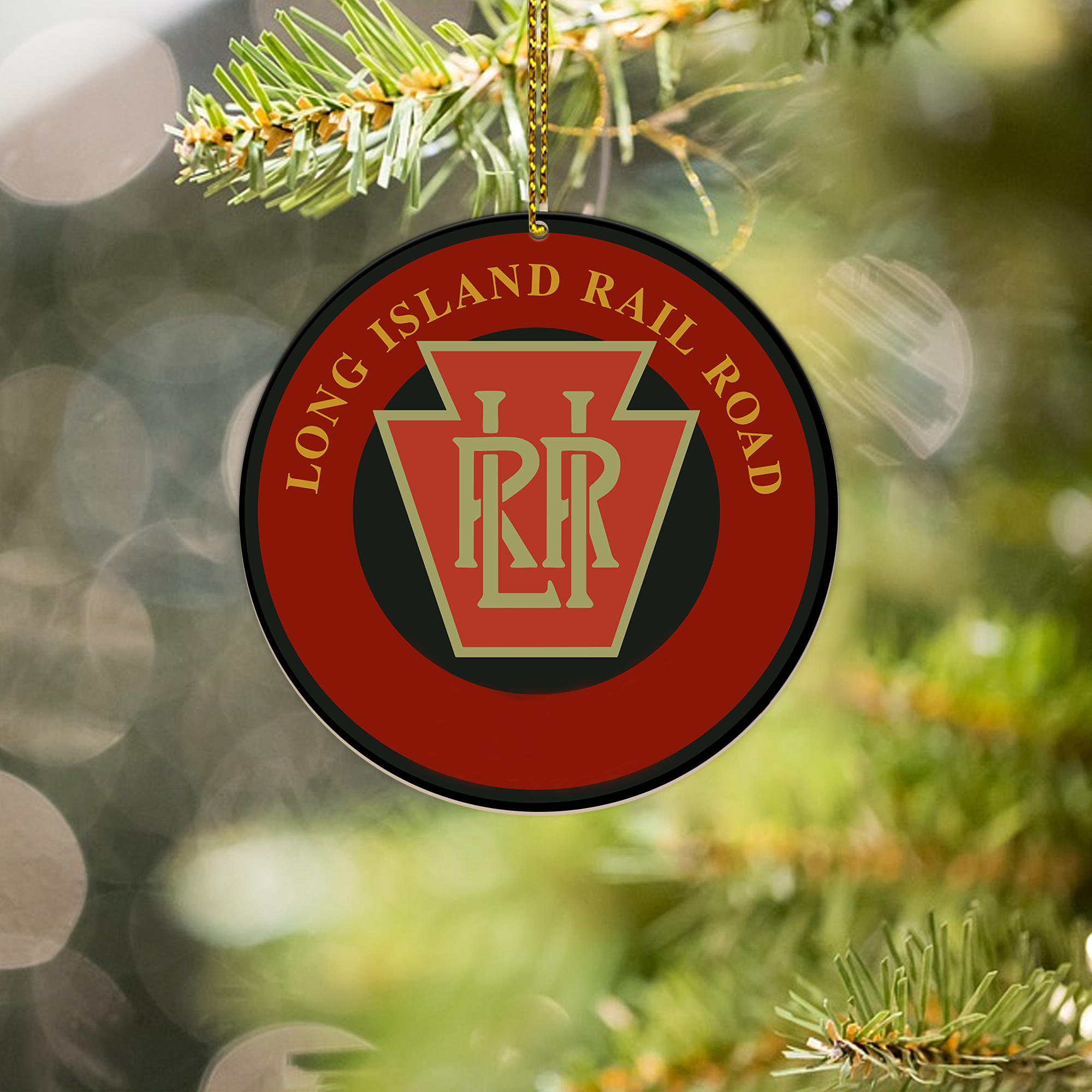 Long Island Railroad Ornament, Retro Train Logo Christmas Decoration, Vintage Railway Family Gift Idea