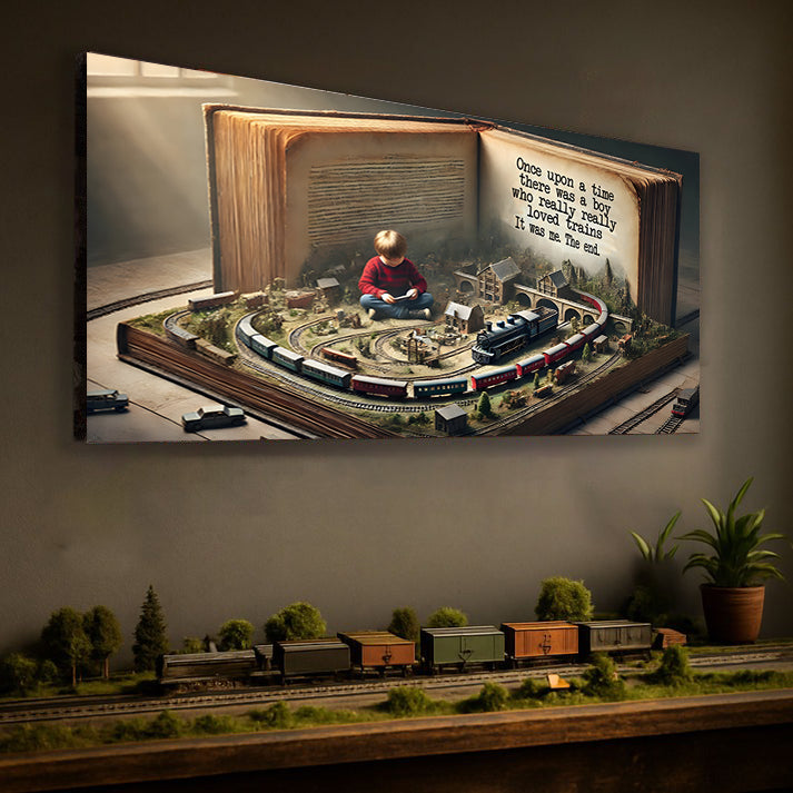 Railspirit Long Tail Canvas Gift For Him Magical Train Journey in a Storybook Model Railway Room Home Decor
